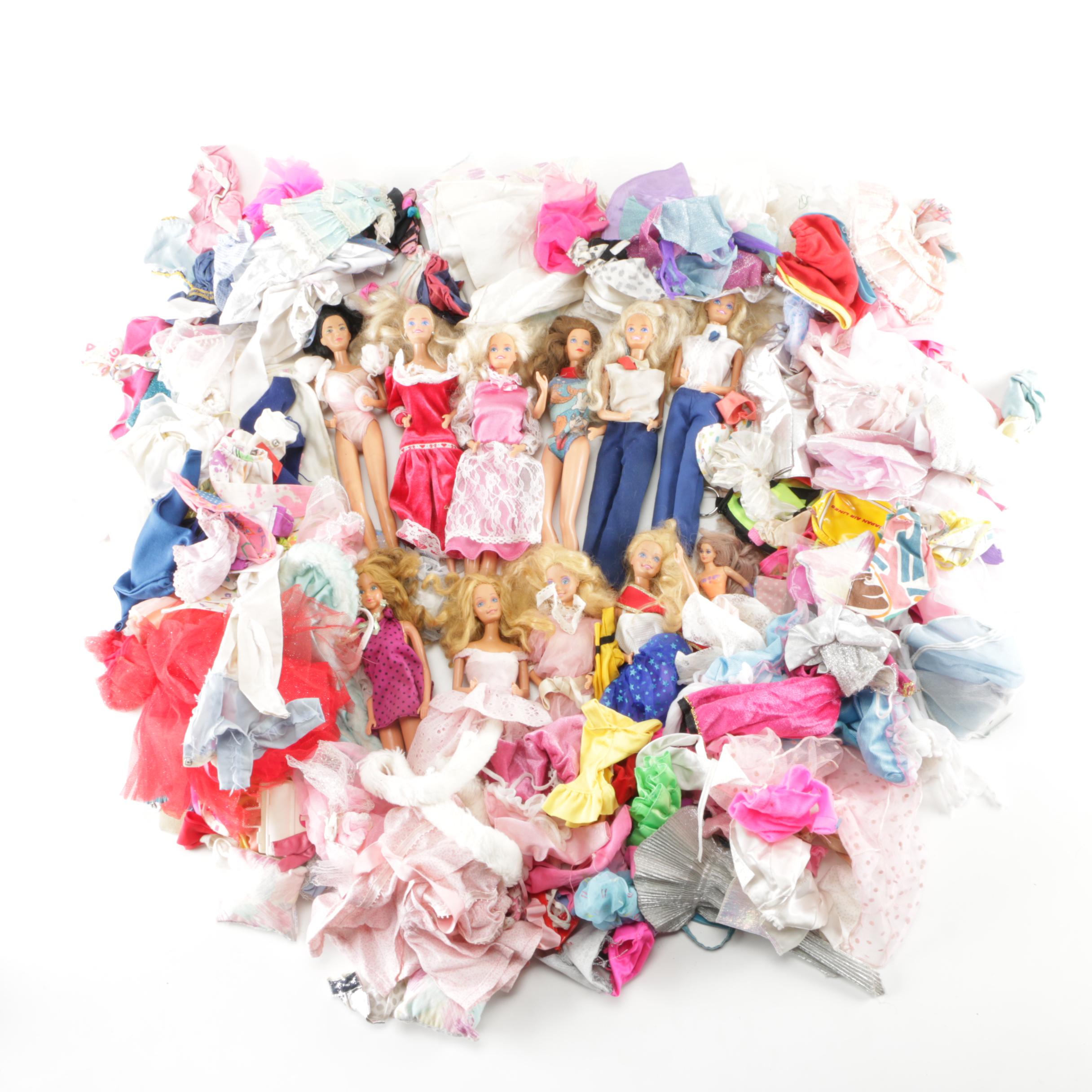 Assortment of Circa 1960s Barbies With Vintage Accessories