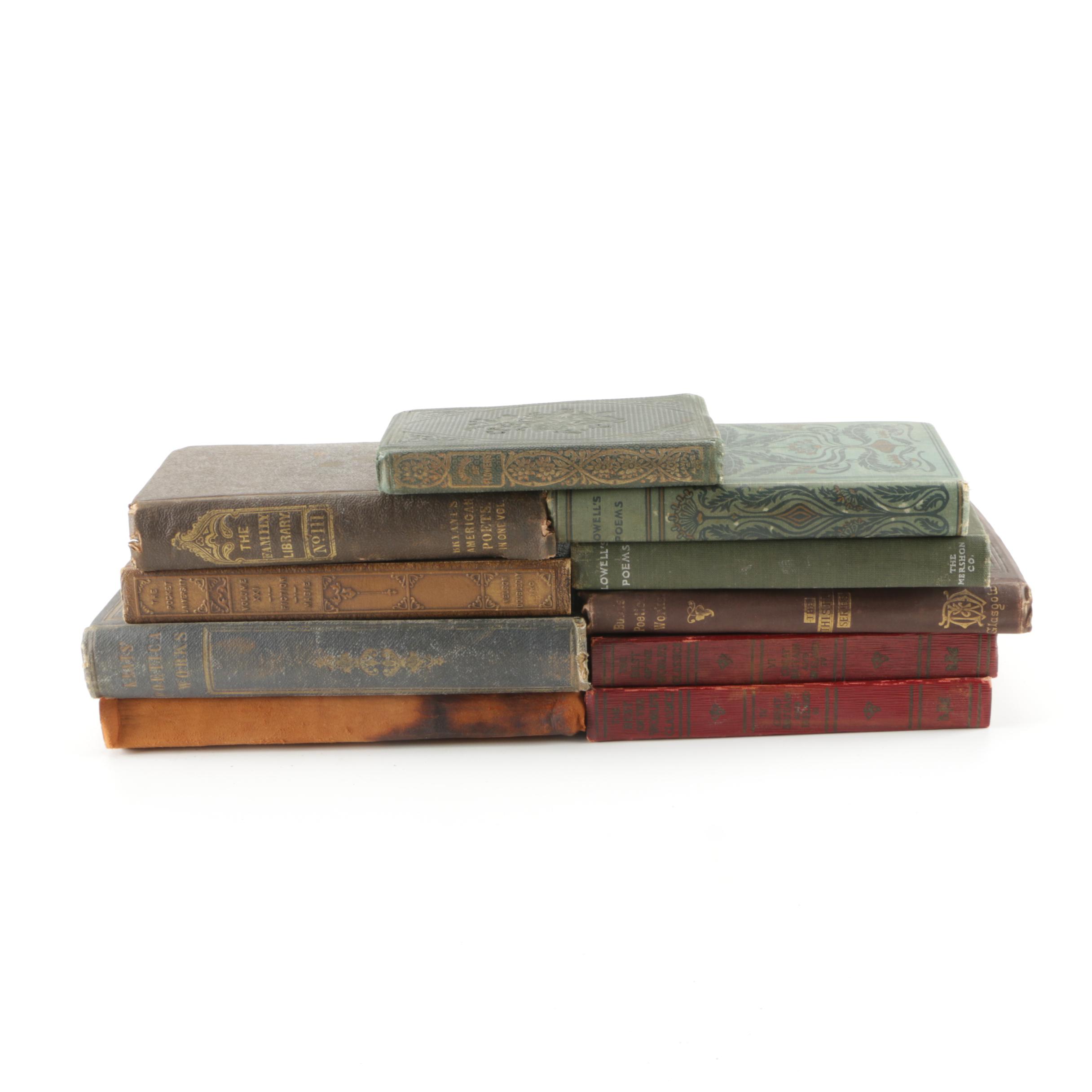 Assortment of Antique Books including New Edition "The Poetical Works" by John Keats
