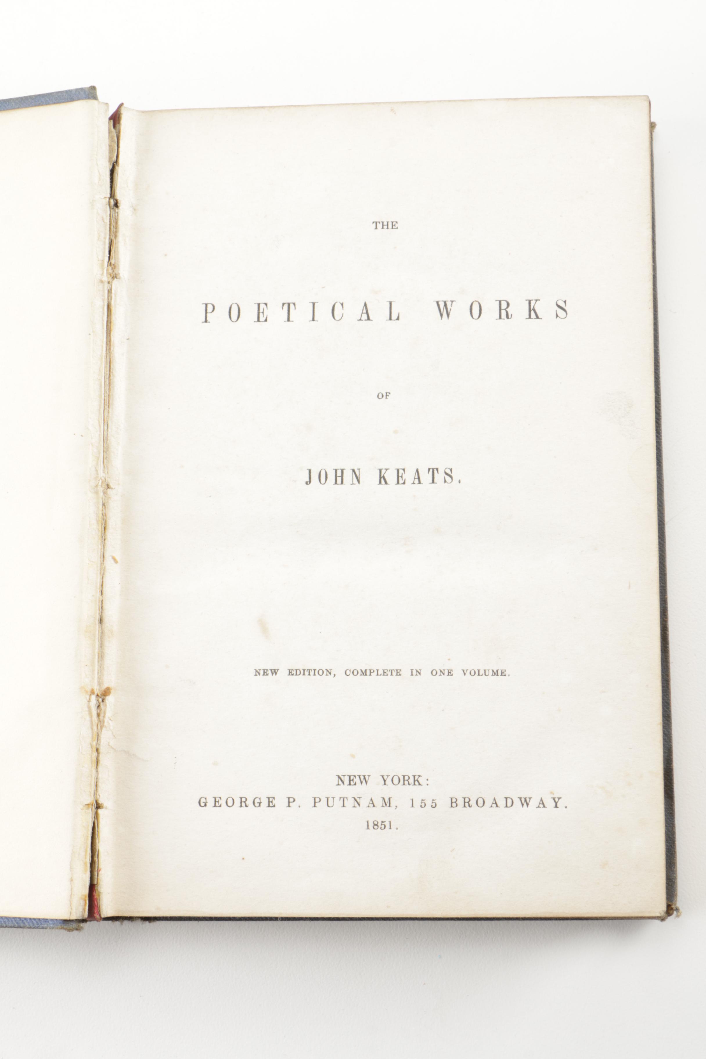 Assortment of Antique Books including New Edition "The Poetical Works" by John Keats