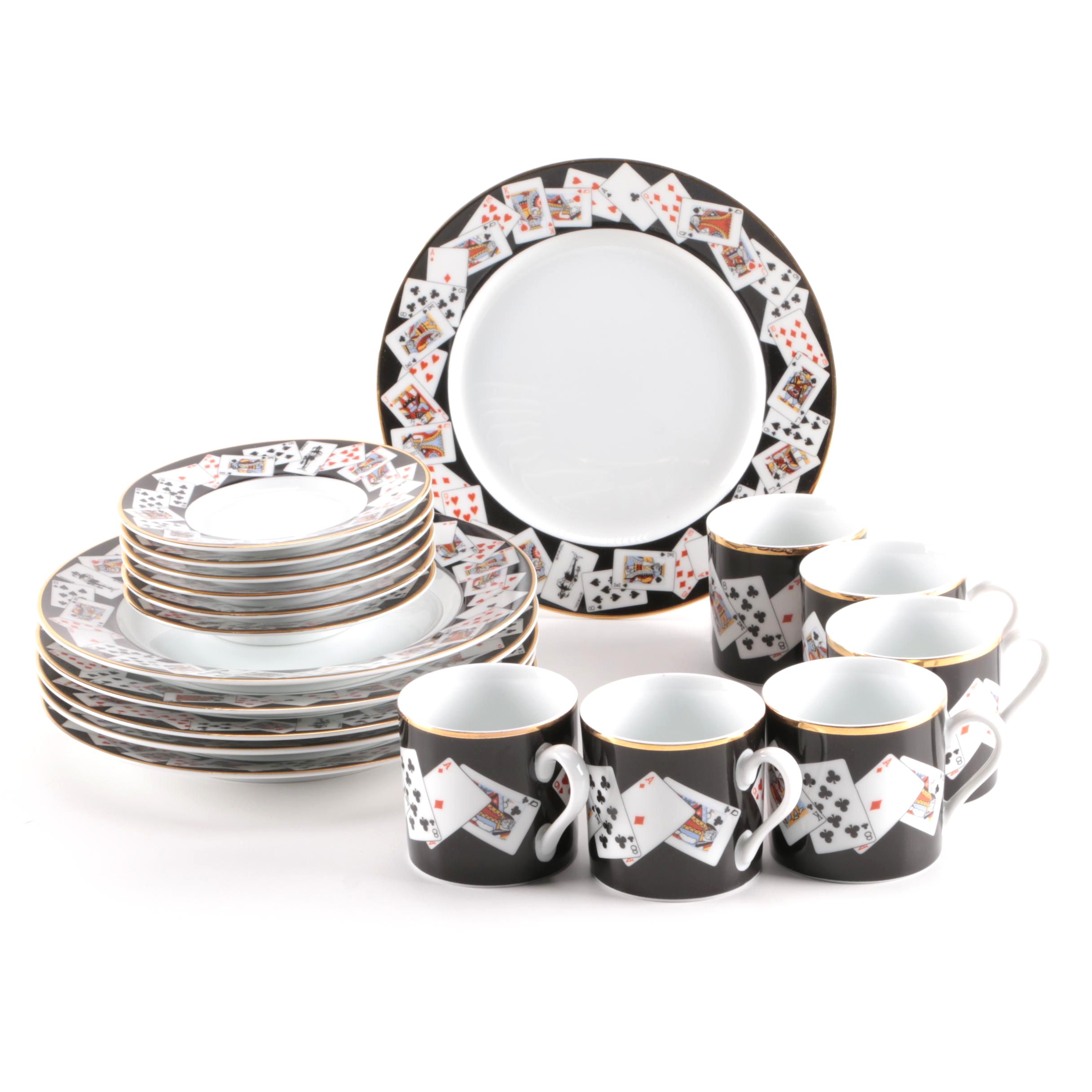 Tiffany & Co. Playing Card Coffee Mug, Saucer, and Plate Set