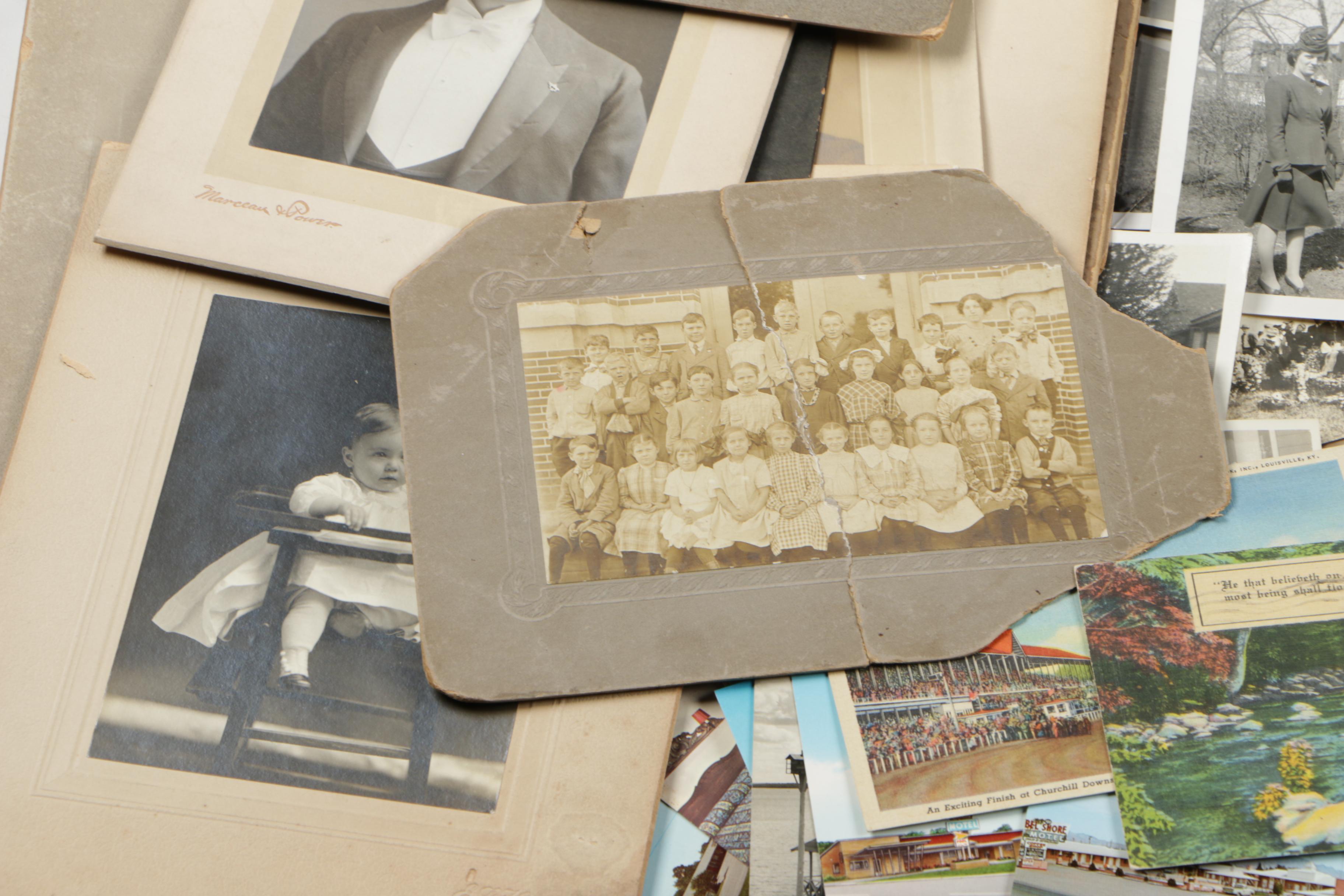 Assorted Antique and Vintage  Photos, Postcards, and Other Items