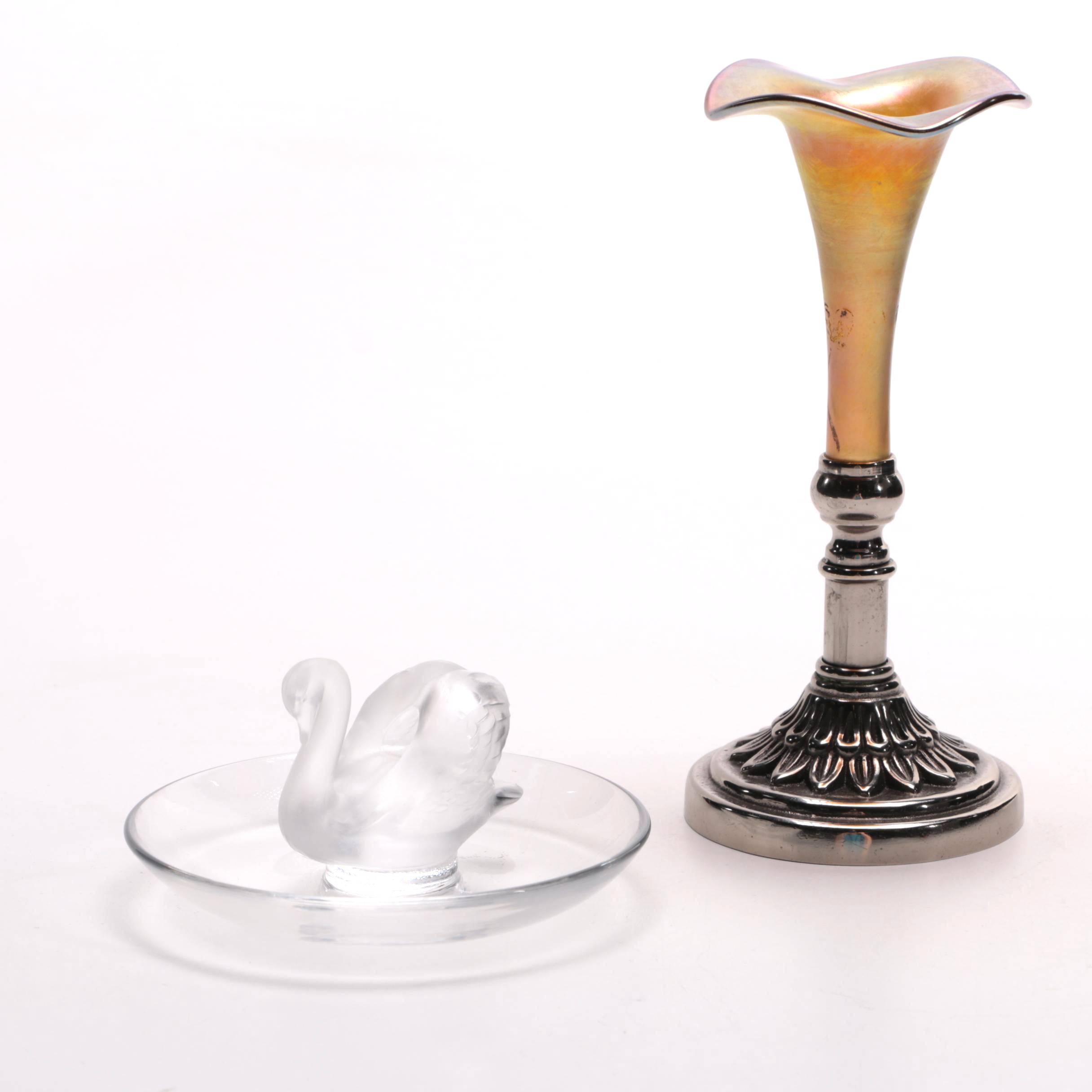 Lalique Dish and Glass Vase