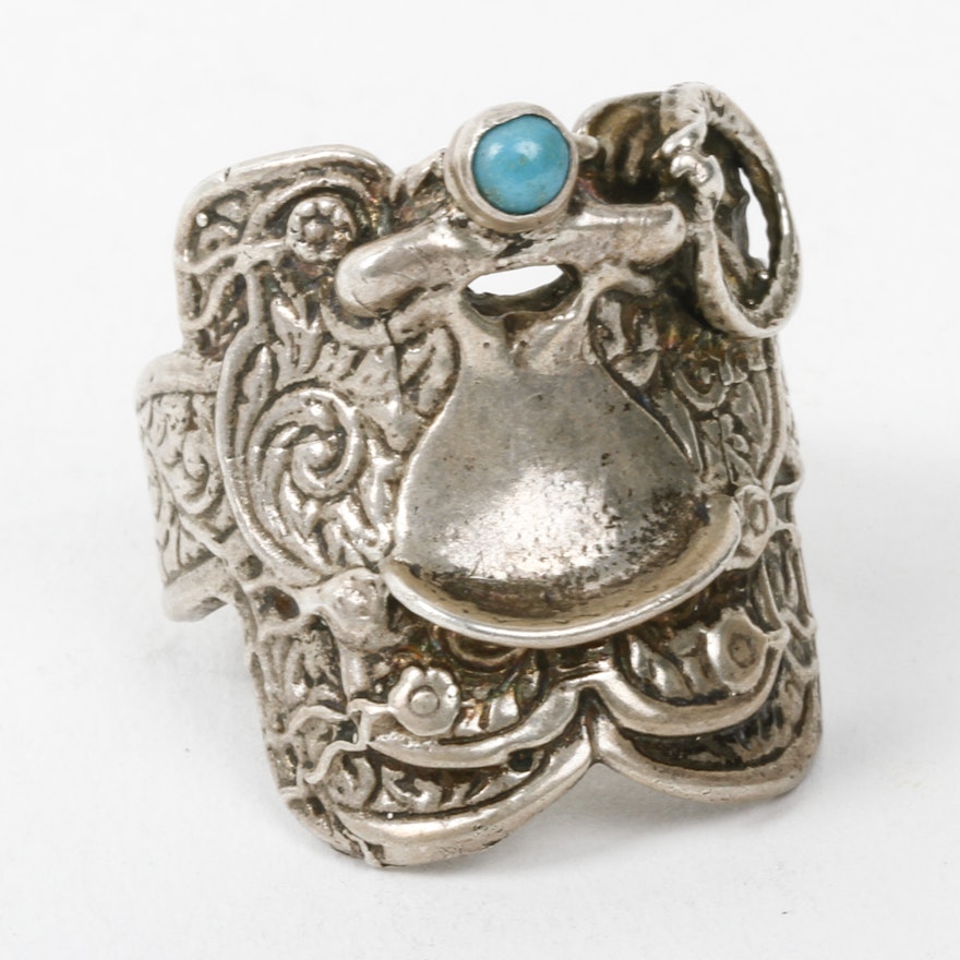 Sterling Silver and Turquoise Saddle Ring