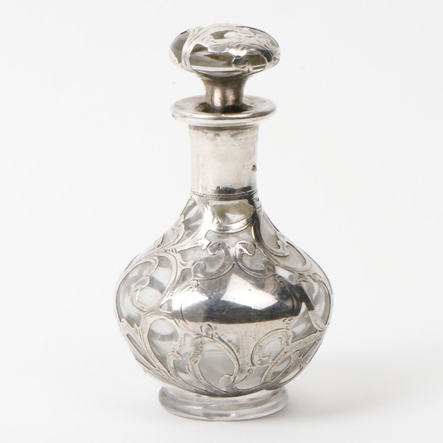 Vintage Glass and Sterling Silver Perfume Decanter