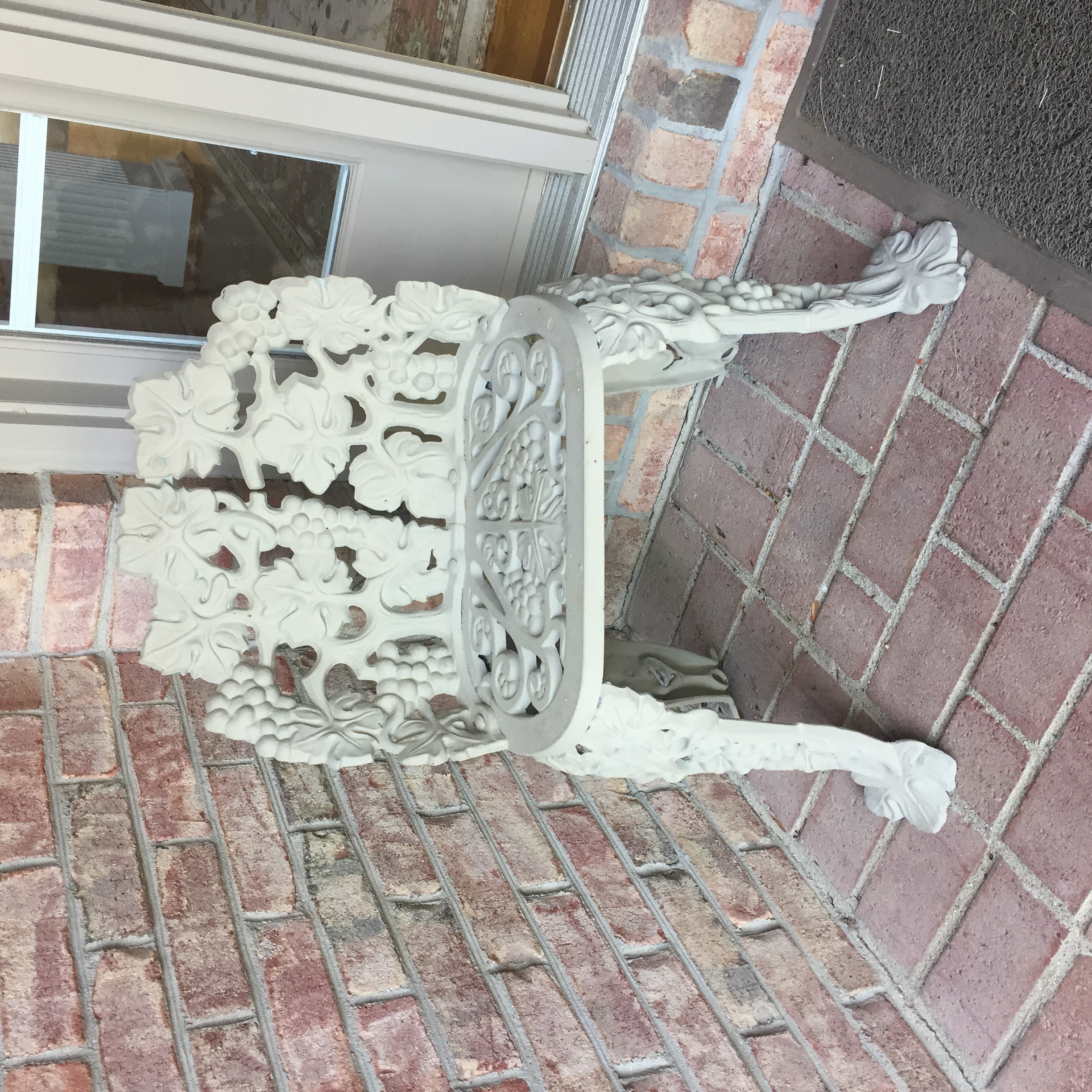 Pair of Cement Urns and White Garden Chair