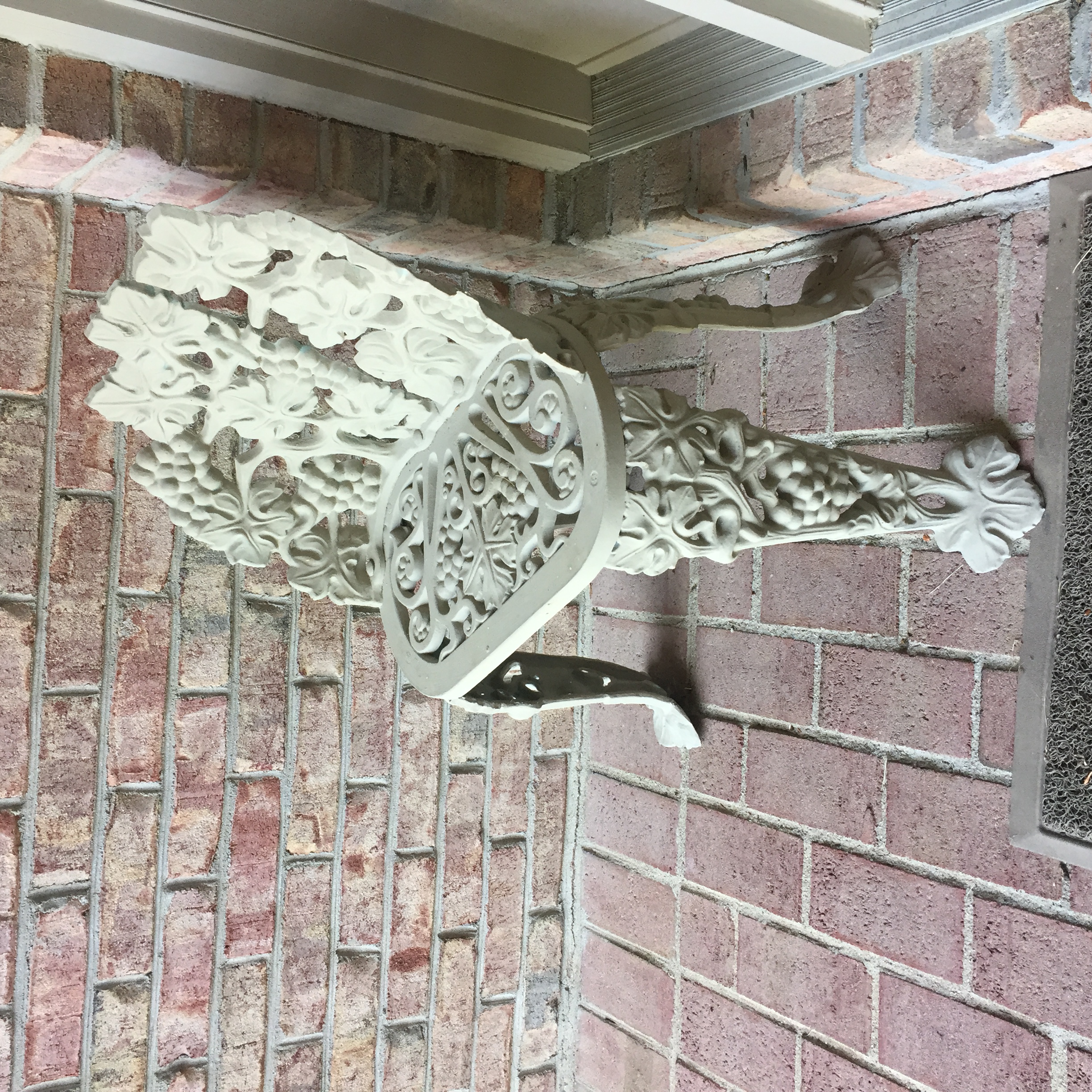 Pair of Cement Urns and White Garden Chair