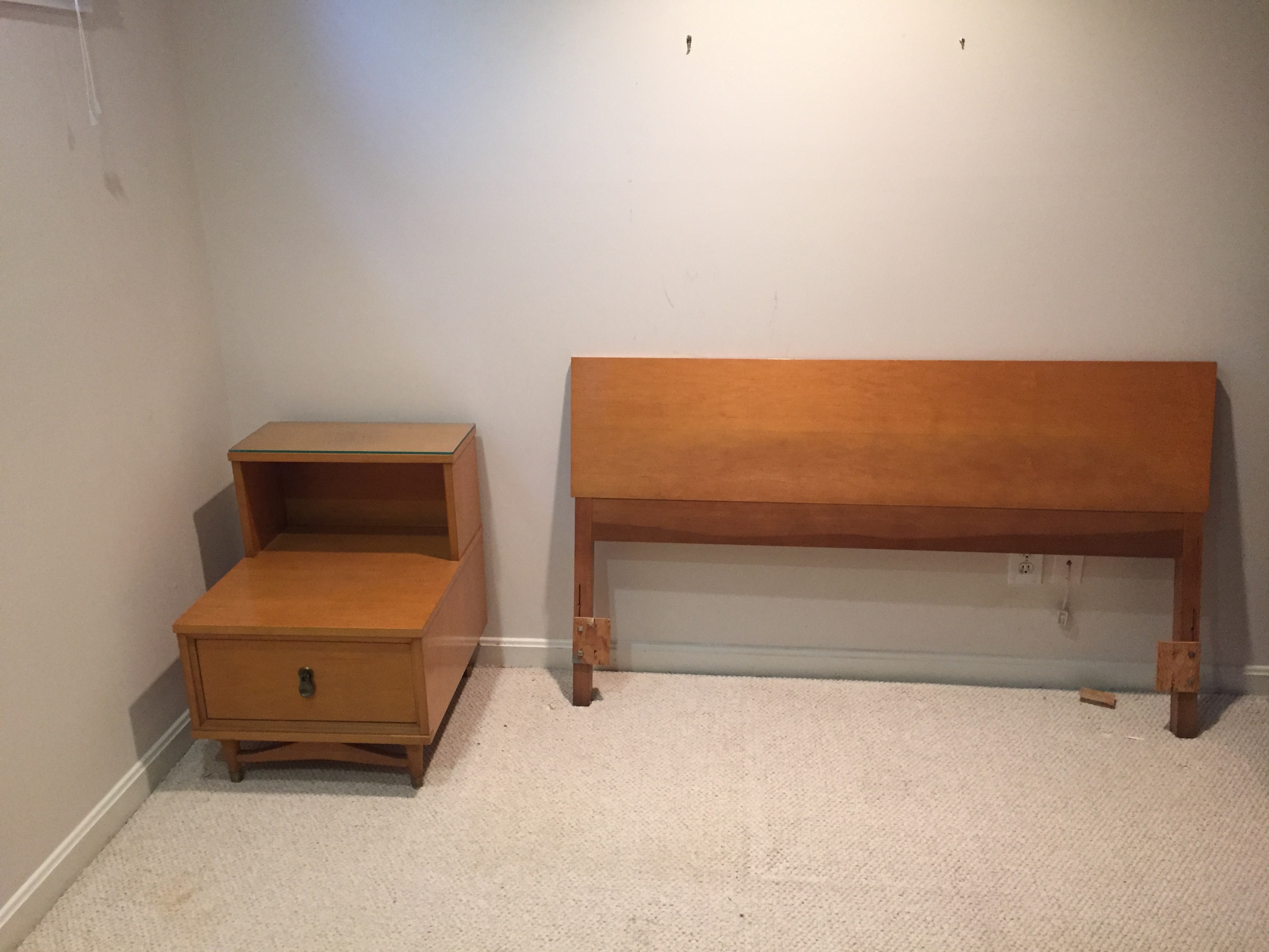 Mid Century Modern "Mainline" Nightstand and Headboard by Hooker