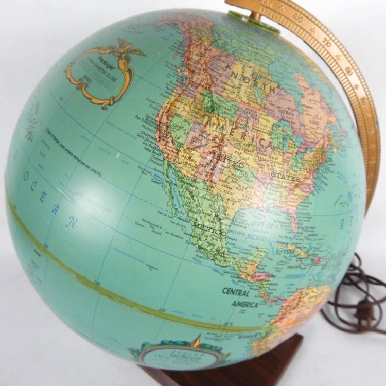 Vintage Side Table And Lighted Globe