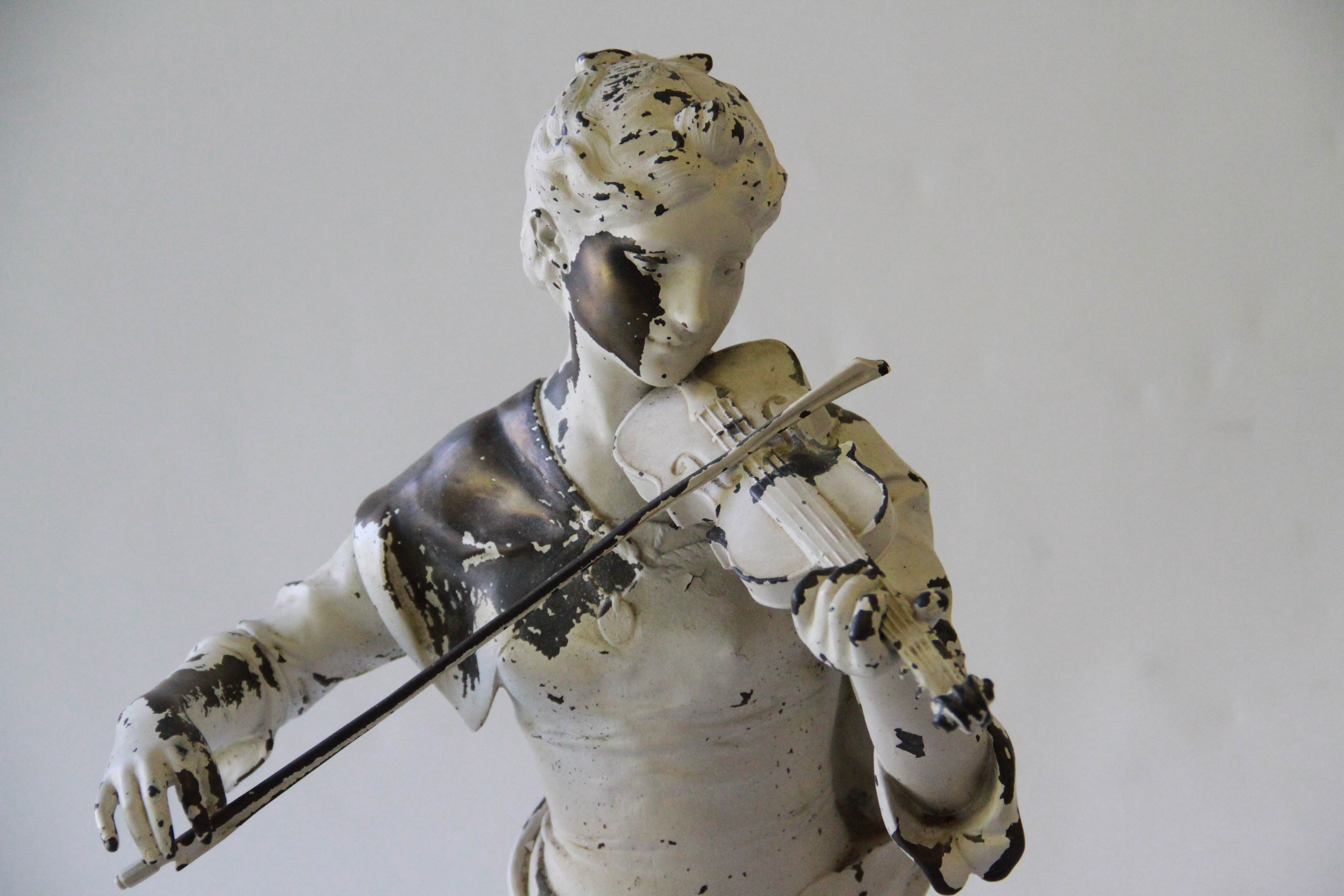 After Henri Louis LeVasseur Metal Garden Statue "La Musique "