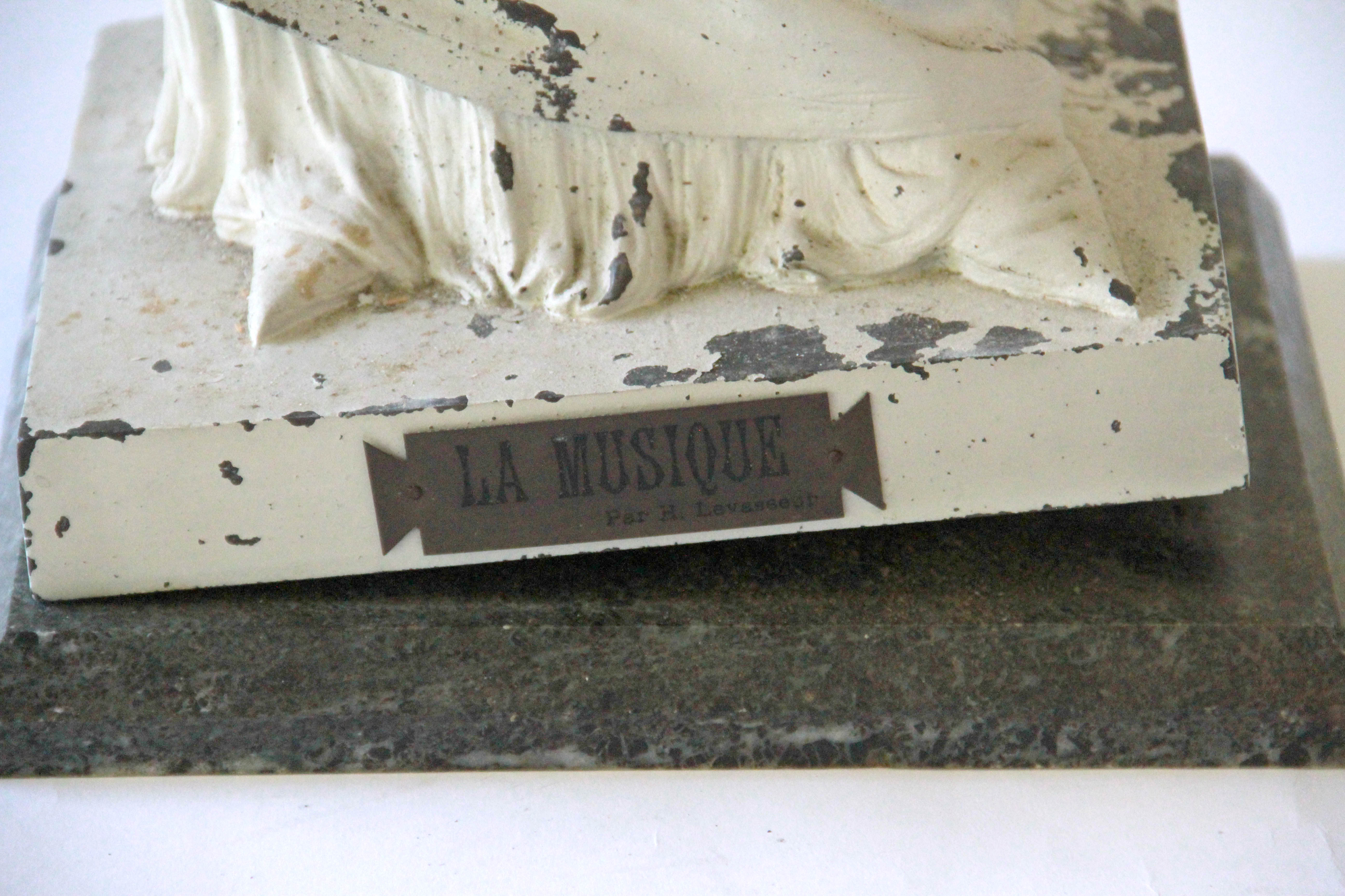 After Henri Louis LeVasseur Metal Garden Statue "La Musique "