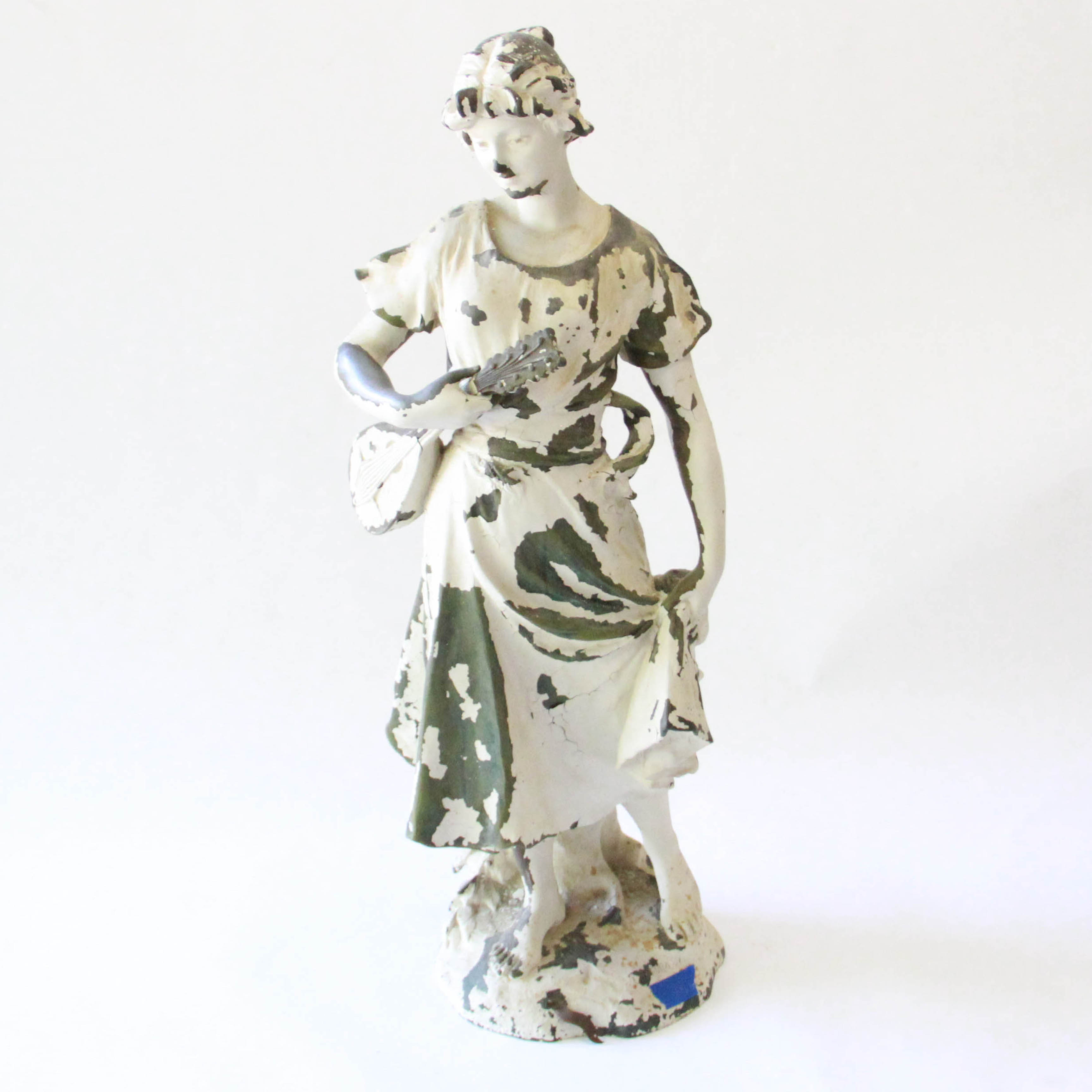 After Henri Louis LeVasseur Metal Garden Statue " La Chanson"