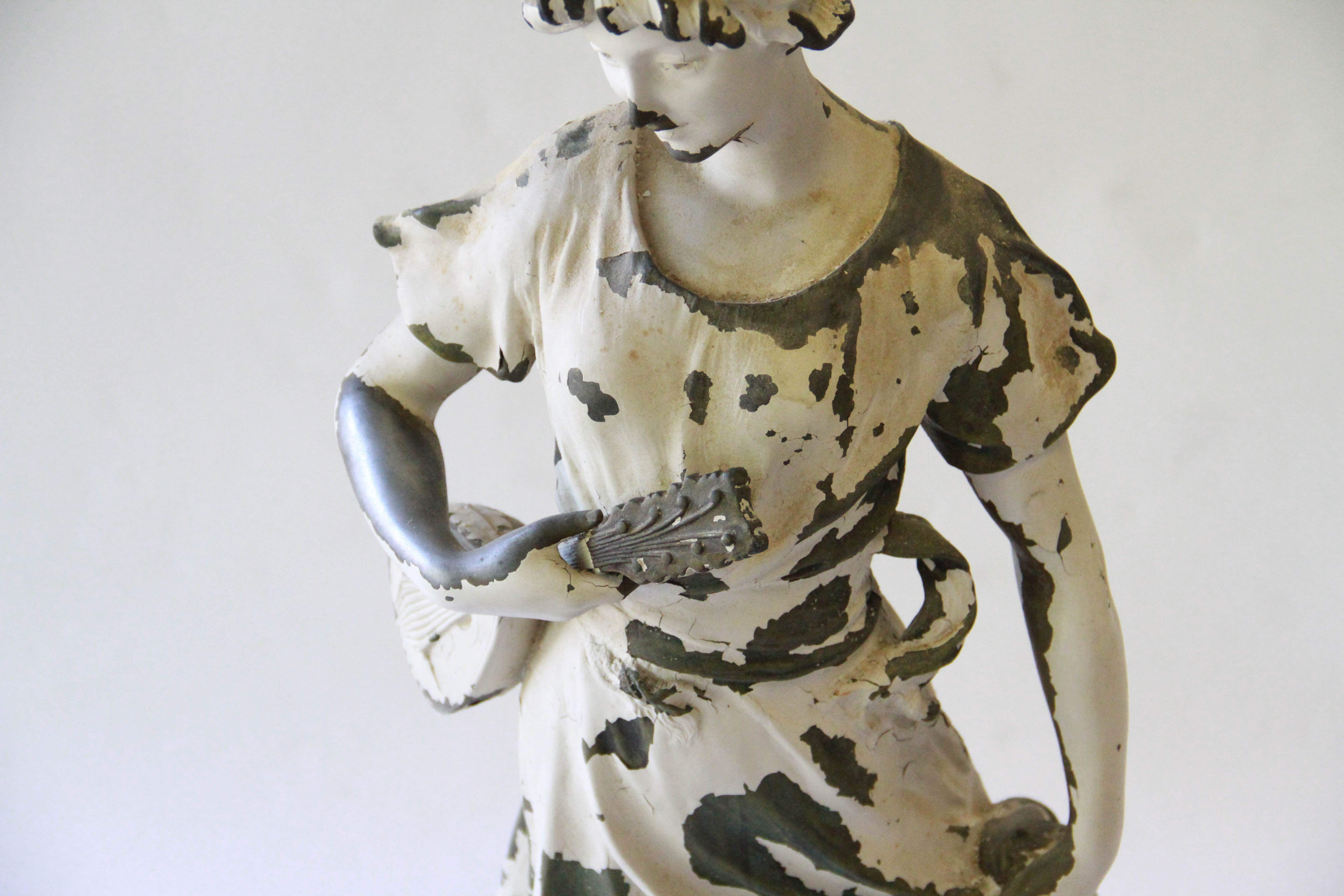 After Henri Louis LeVasseur Metal Garden Statue " La Chanson"