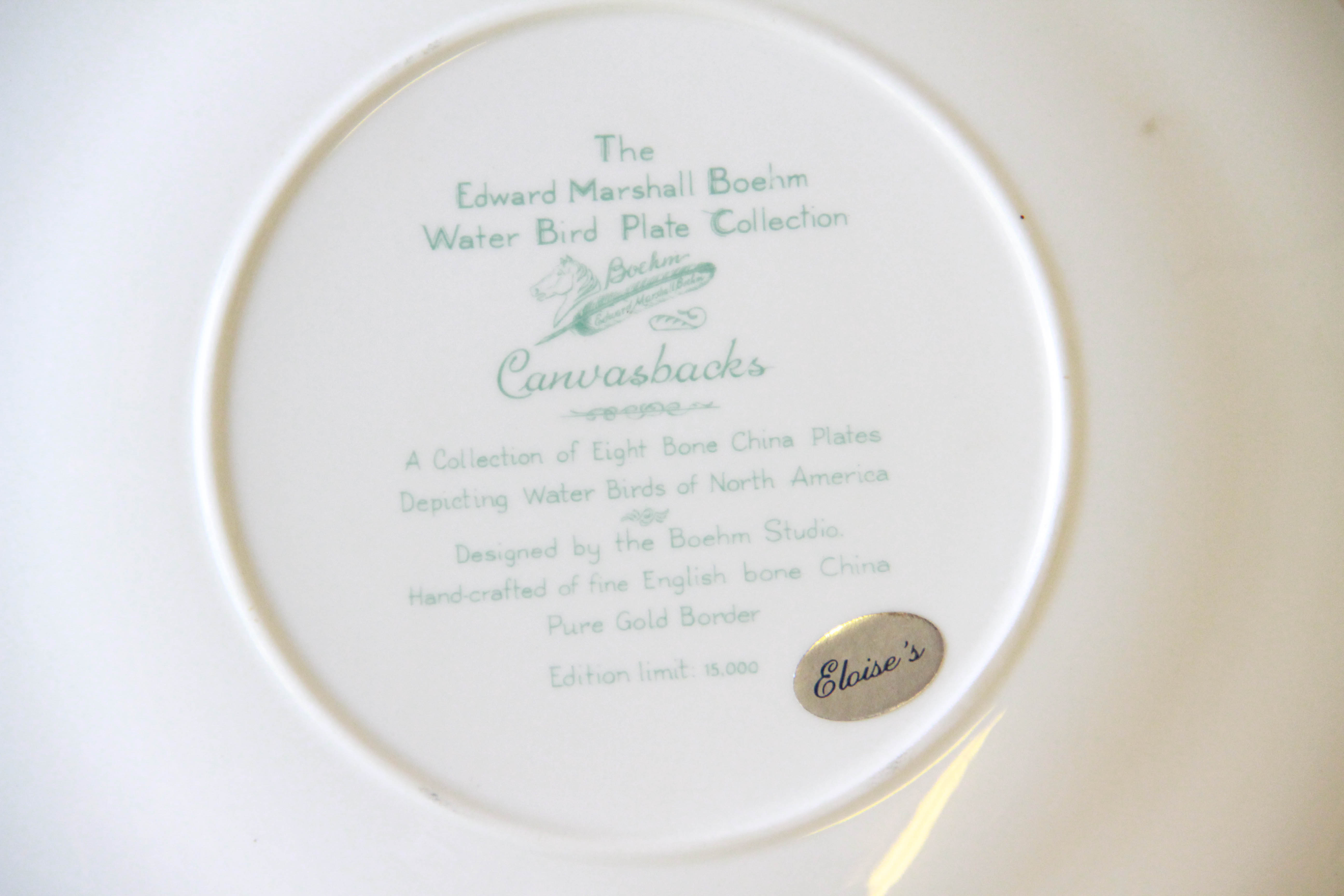 Limited Edition Edward Marshall Boehm "Water Bird" Plate Collection