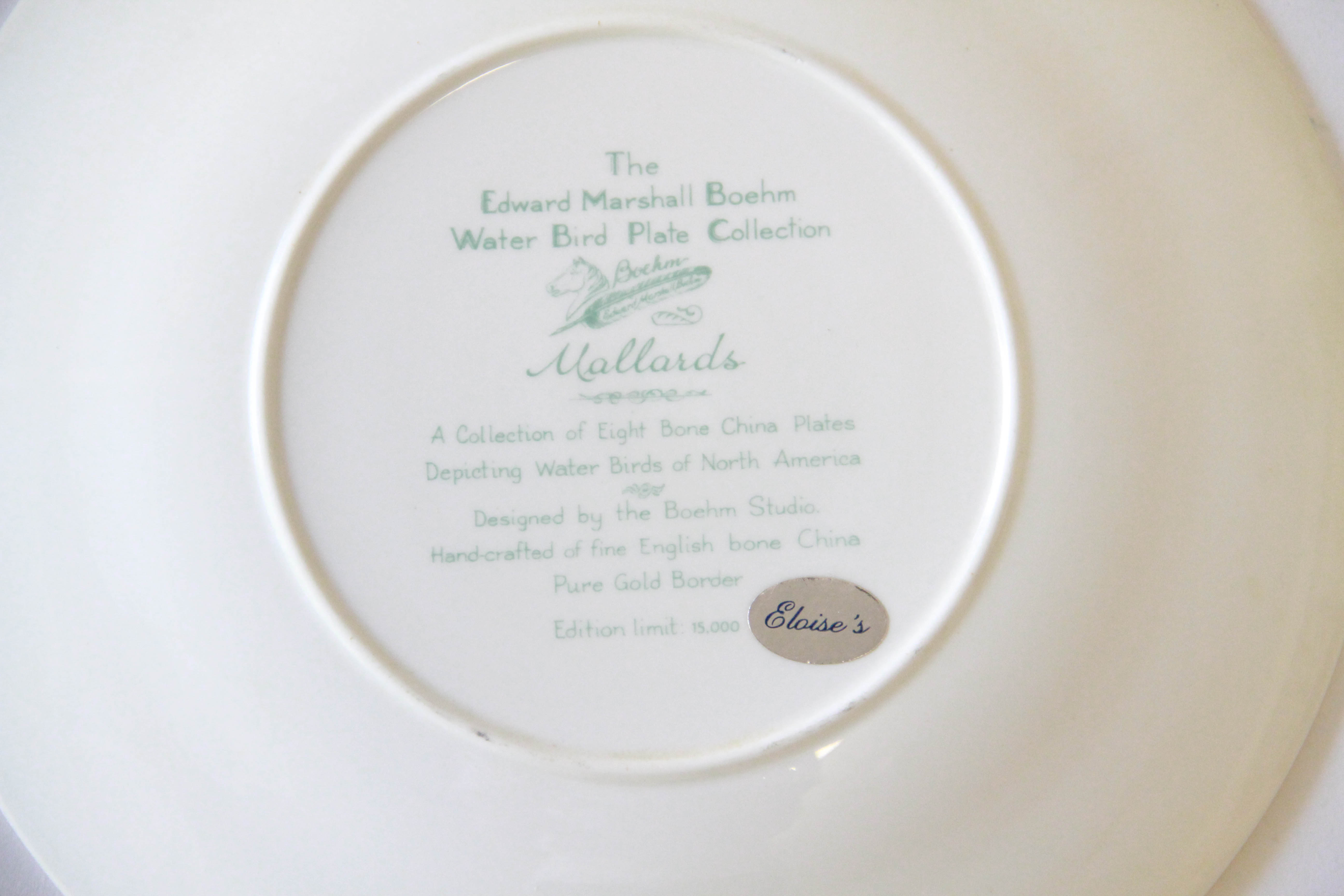 Limited Edition Edward Marshall Boehm "Water Bird" Plate Collection