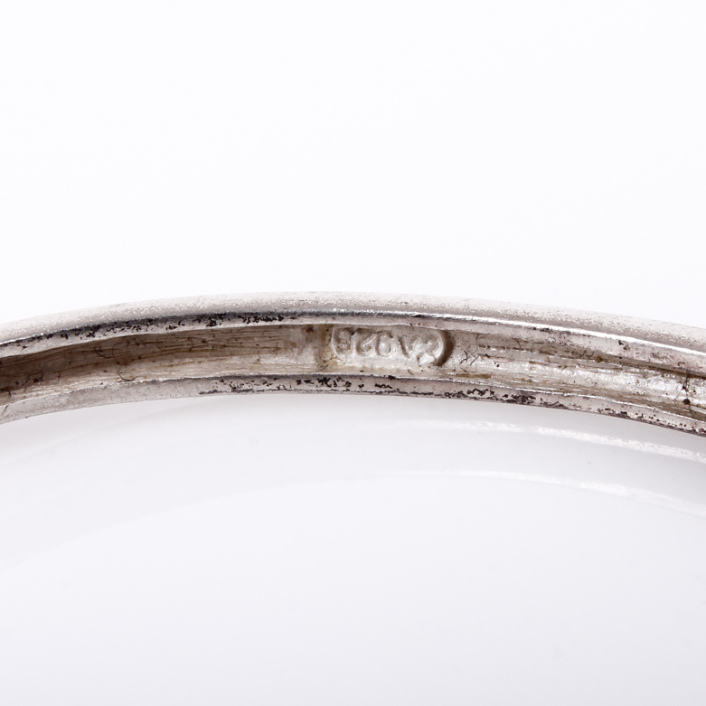 Sterling Silver and Cubic Zirconia Hinged Bangle Bracelet