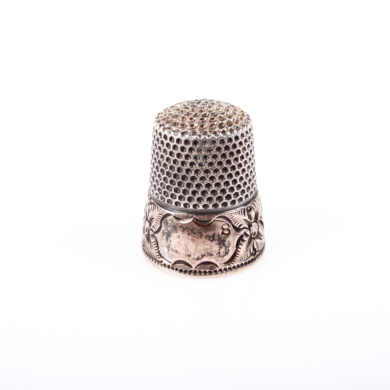 Vintage 10K Yellow Gold and Sterling Silver Thimble