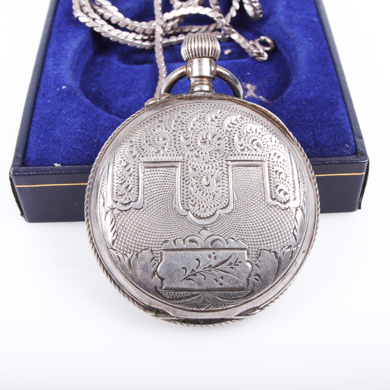 Antique Guivre 800 Silver Pocketwatch with Sterling Silver Fob