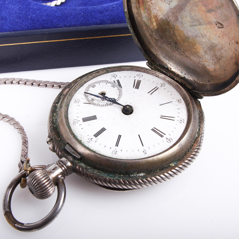 Antique Guivre 800 Silver Pocketwatch with Sterling Silver Fob