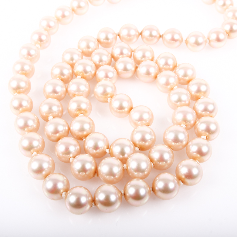 Vintage 14K White Gold and Faux Pearl Necklace
