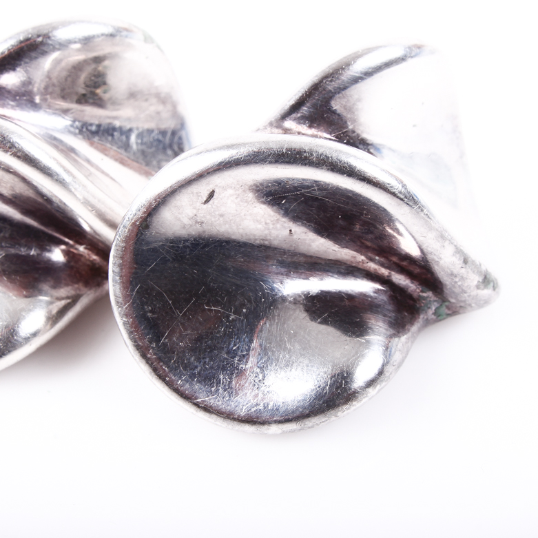 Vintage Frederic Jean Duclos Electroformed Sterling Silver Modernist Earrings