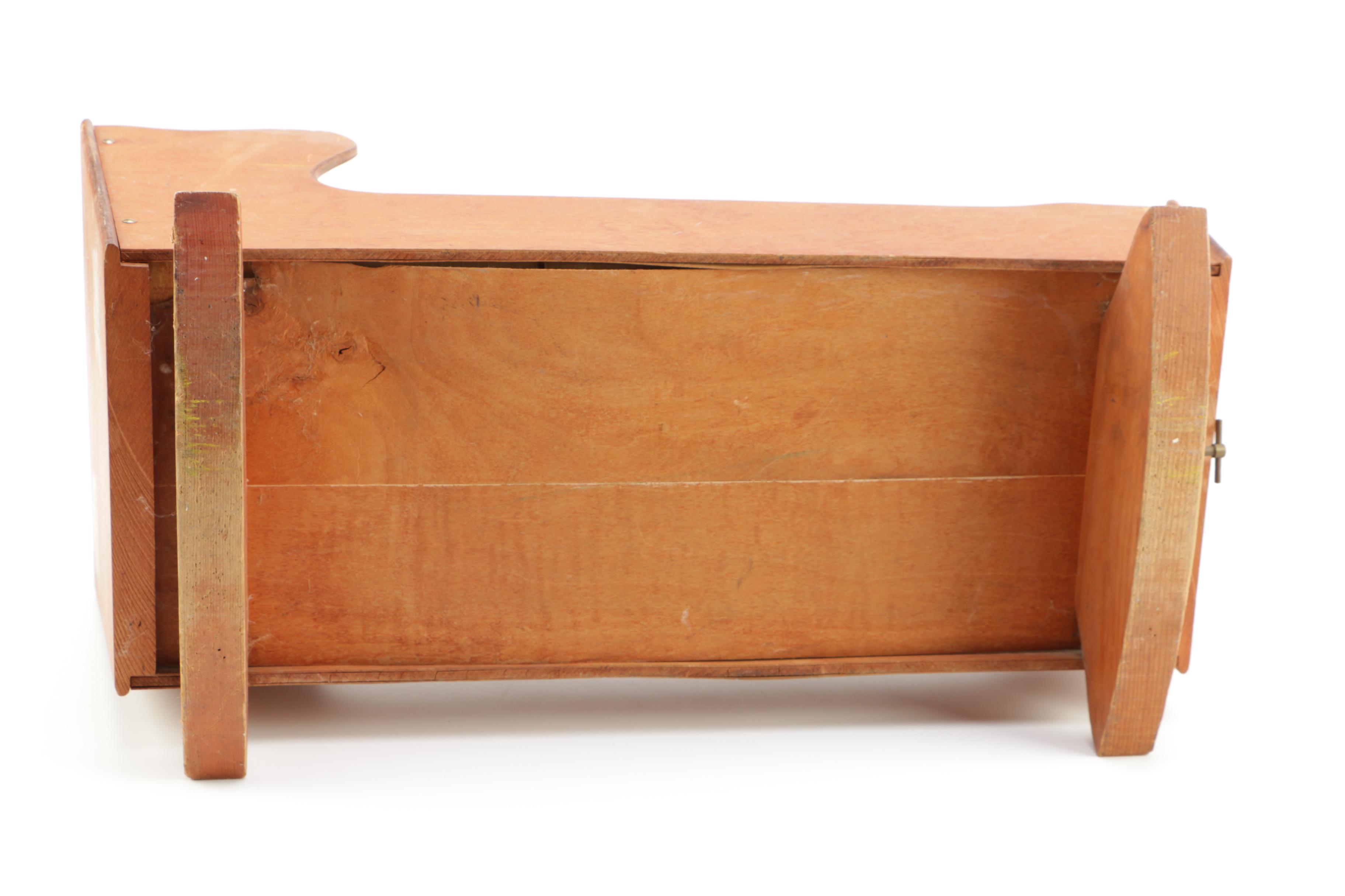 Vintage Wooden Doll Cradle and Doll Clothes