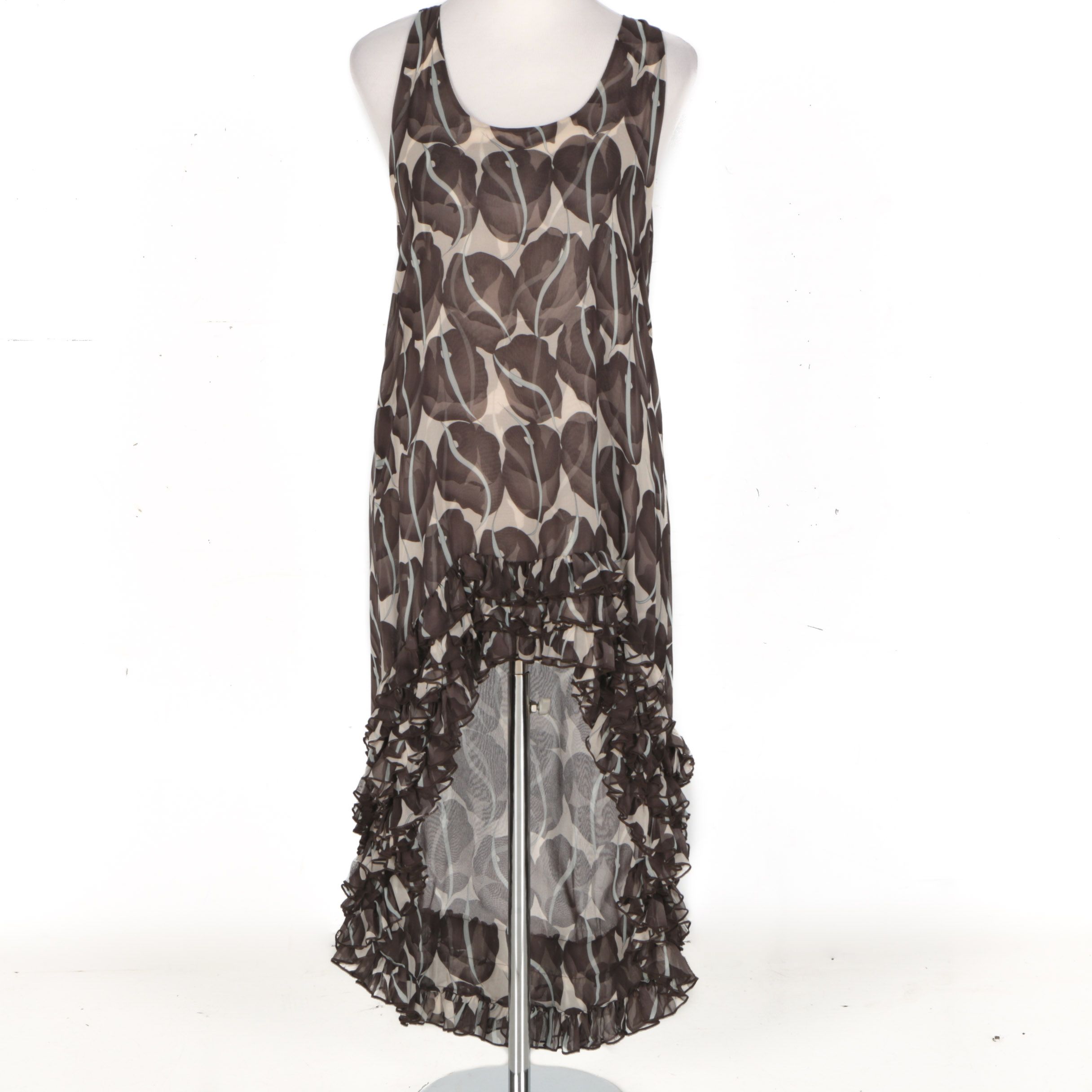 Thomas Wylde Silk Ruffled Swim Cover-Up