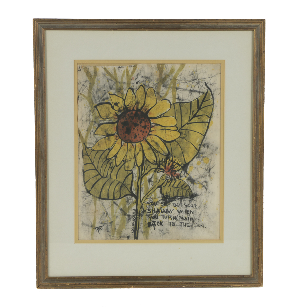 Batik on Linen of a Sunflower