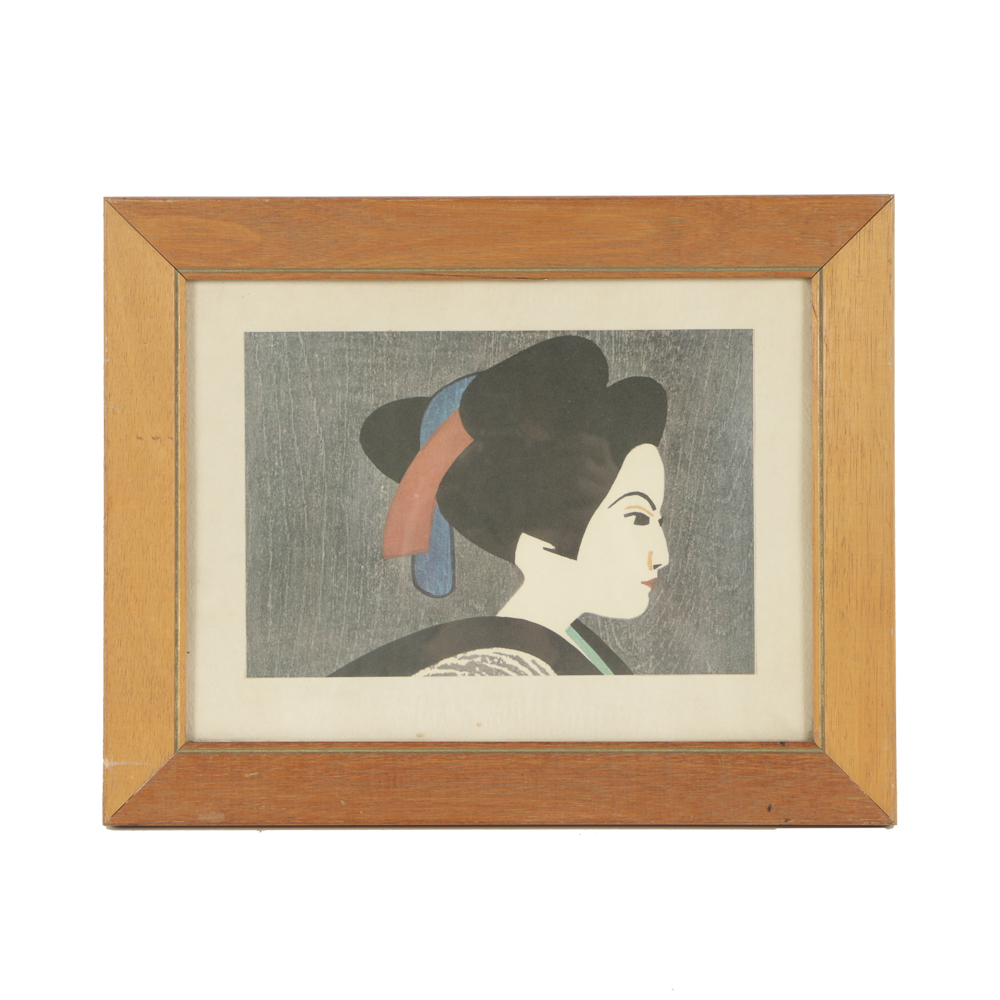 After Kiyoshi Saitō Woodblock on Paper Portrait of a Geisha