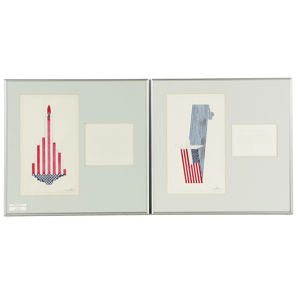 Pair of Gennady Miroshnichenko Gouache on Paper Americana Scene