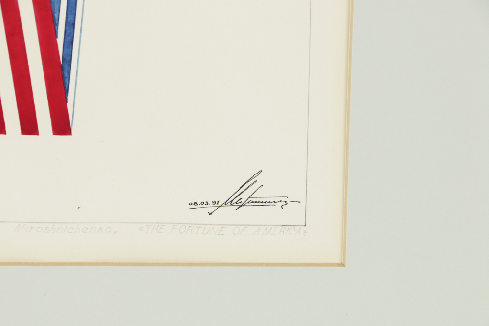 Pair of Gennady Miroshnichenko Gouache on Paper Americana Scene