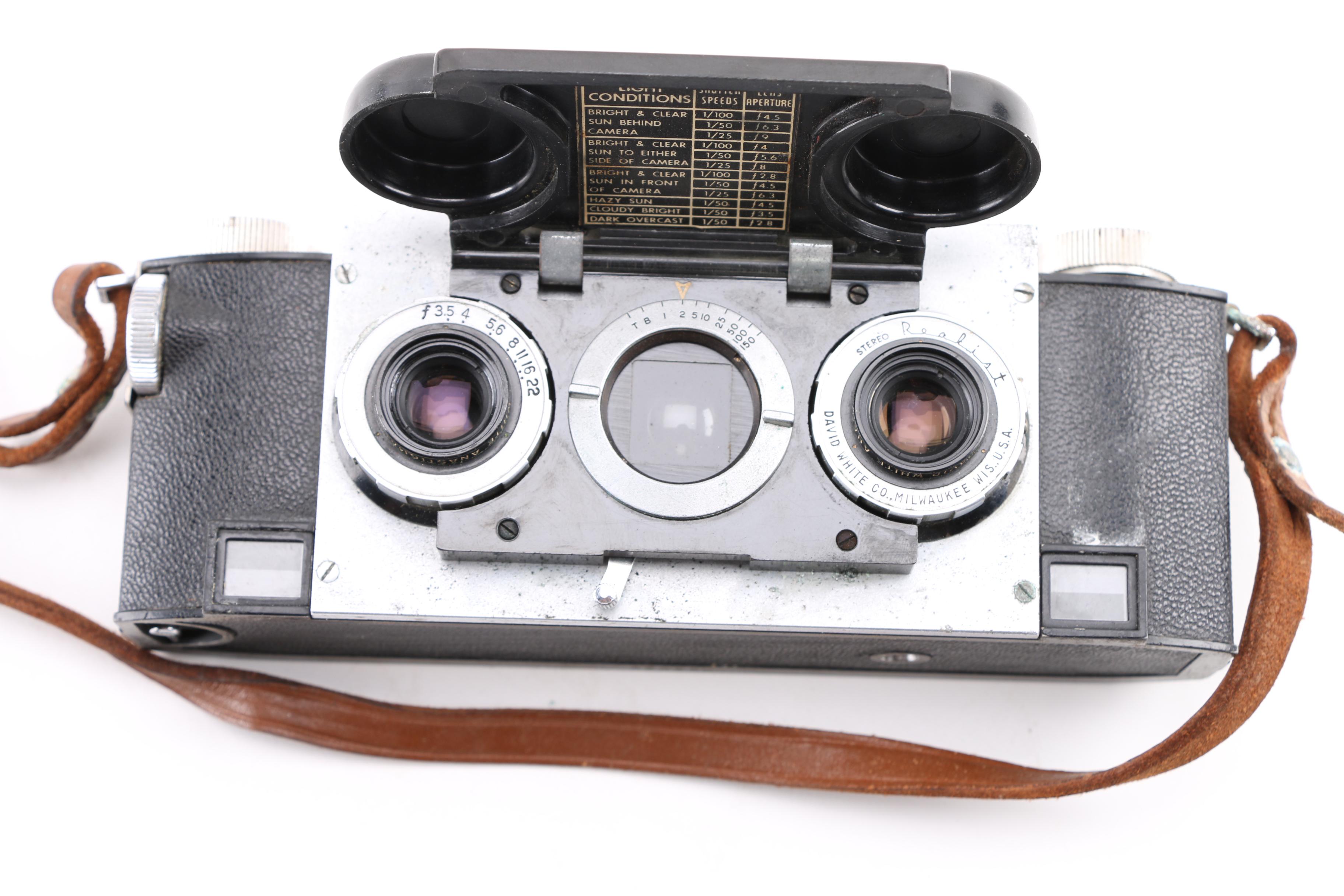 Vintage Stereo Realist and Kodak Film Cameras with Cases