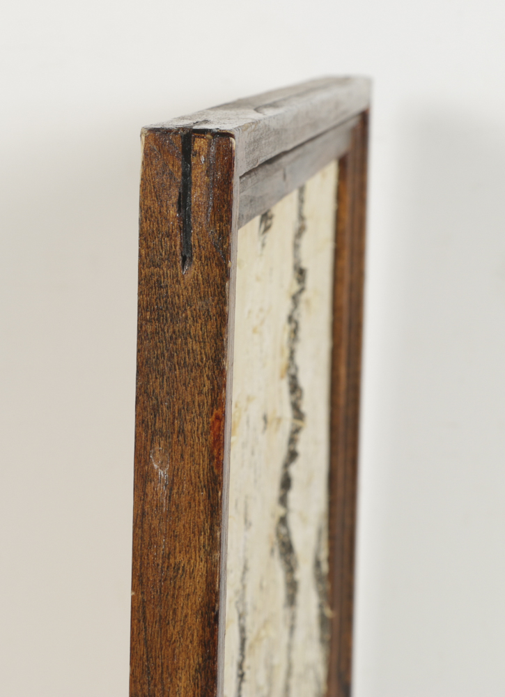 Ink Drawing on Wood Panel Landscape of Birch Trees