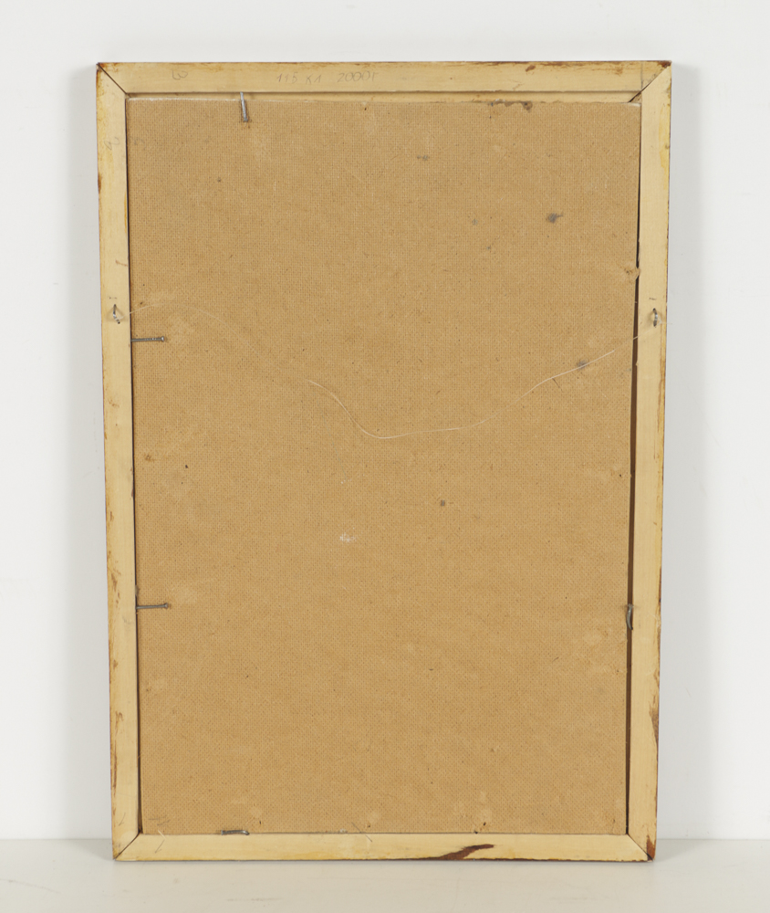 Ink Drawing on Wood Panel Landscape of Birch Trees