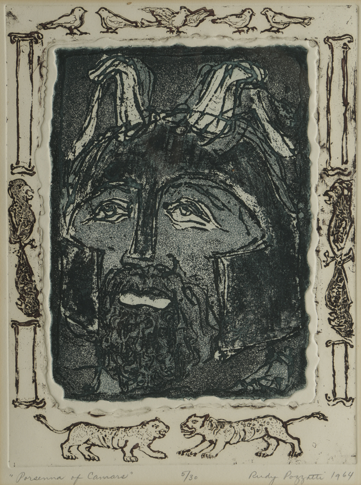 Rudy Pozzatti Limited Edition Etching on Paper "Porsenna of Camars"