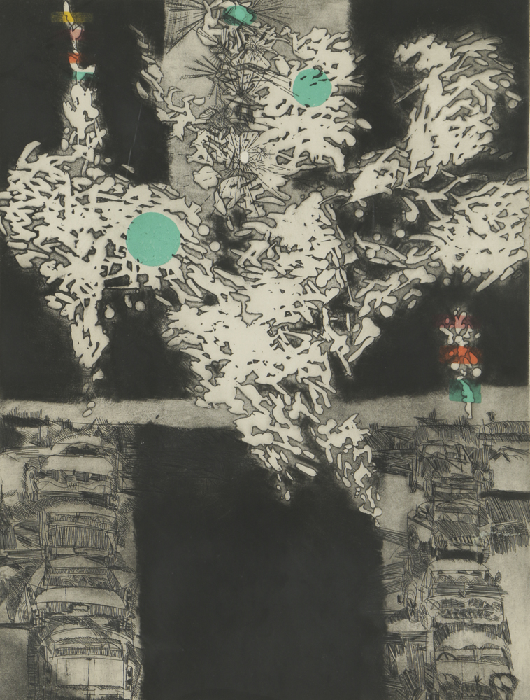 Gerson August Leiber Limited Edition Aquatint Etching on Paper "Wet Street"