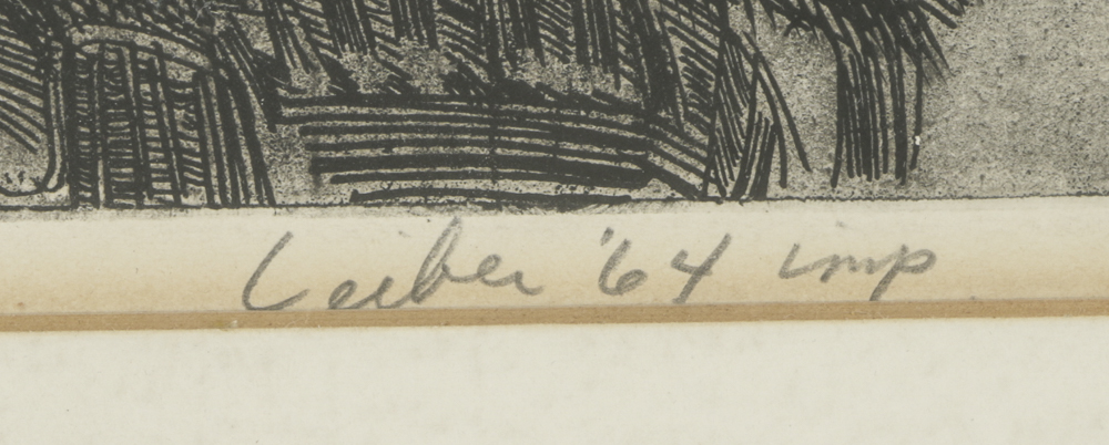 Gerson August Leiber Limited Edition Aquatint Etching on Paper "Wet Street"