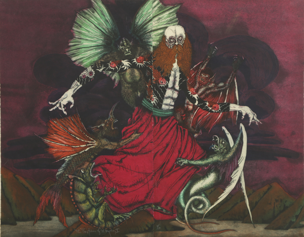 Zdzislaw Sikora Limited Edition Color Etching on Paper "The Temptation of St. Anthony II"