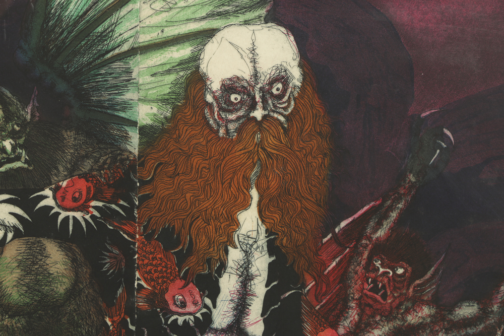 Zdzislaw Sikora Limited Edition Color Etching on Paper "The Temptation of St. Anthony II"