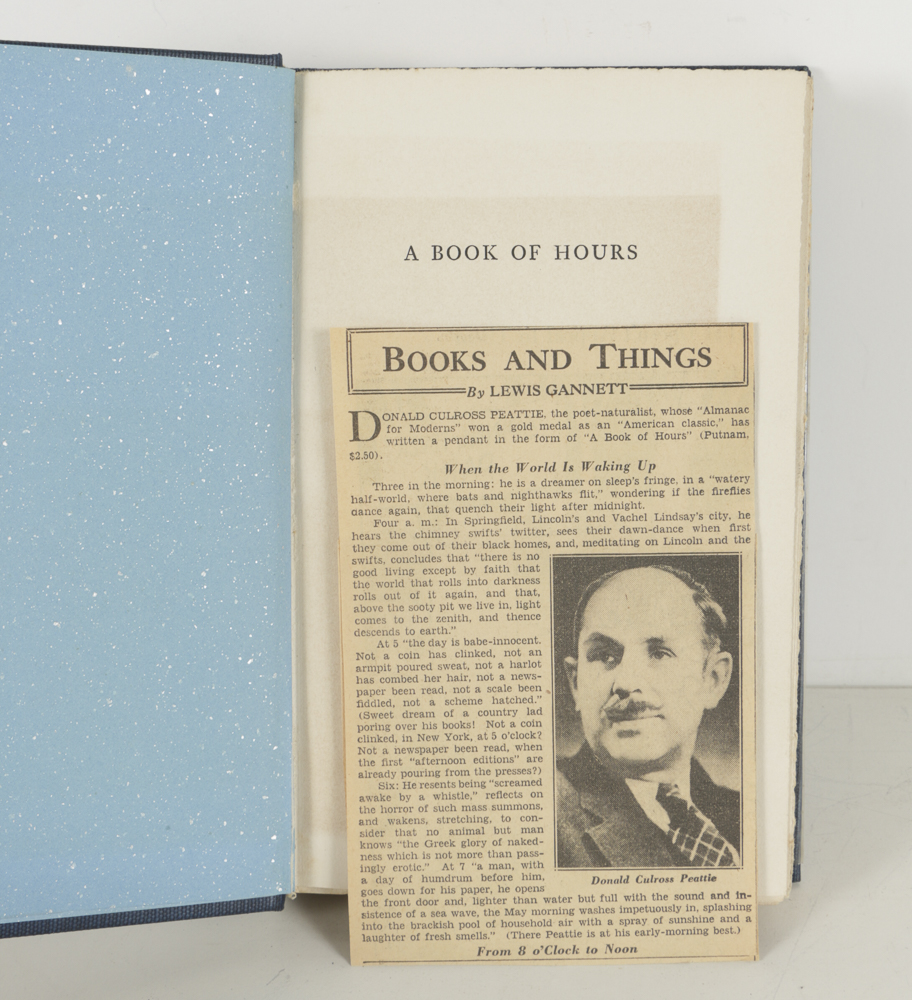 Donald Culross Peattie Signed Limited Edition "A Book of Hours" 1937