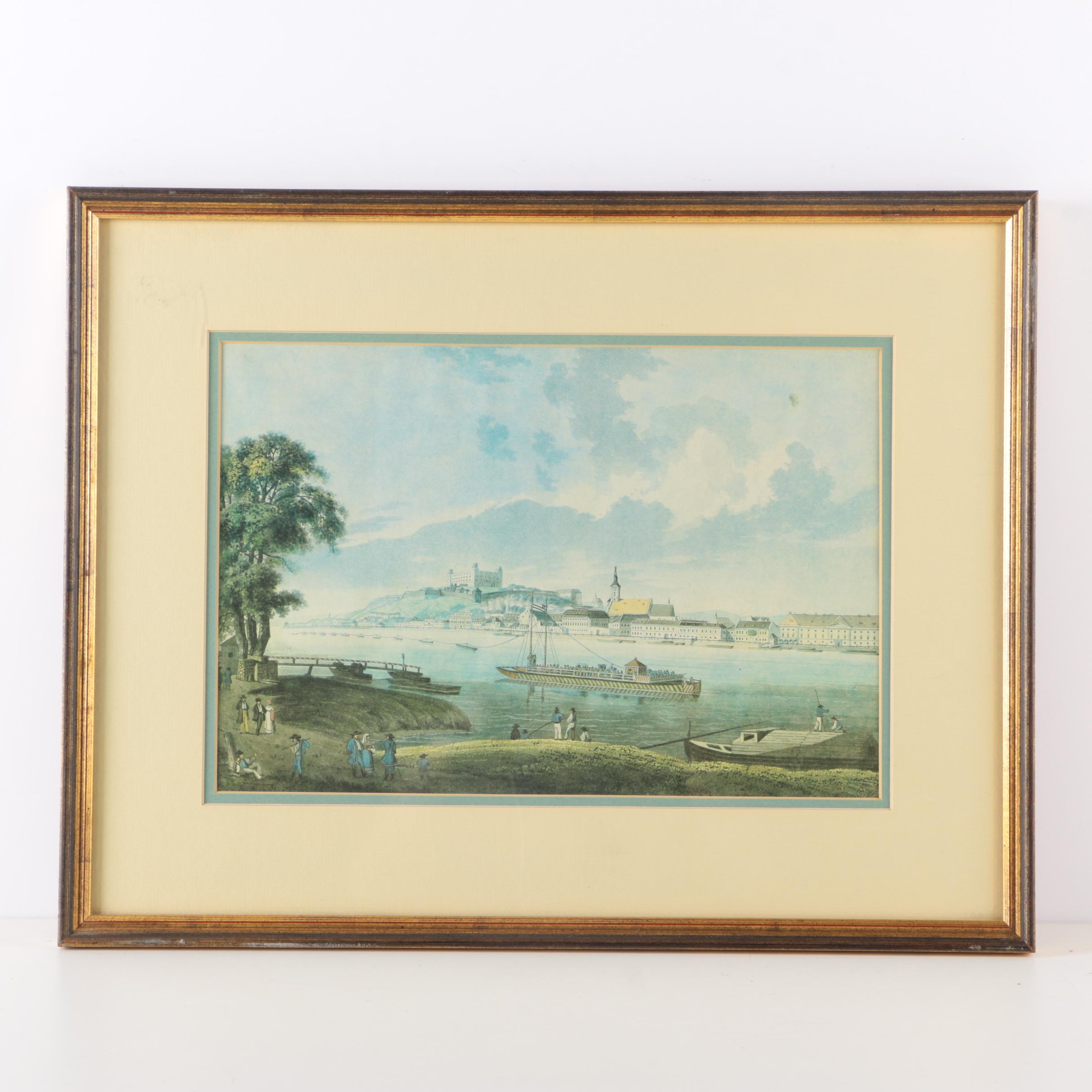 Offset Lithograph After Edouard Gurk's 1825 Etching "Pressburg"