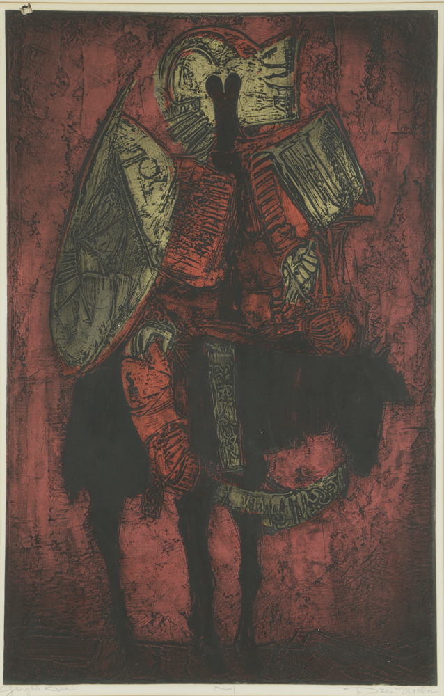 Dean Meeker Artist Proof Mixed Media Print on Paper "Genghis Khan"