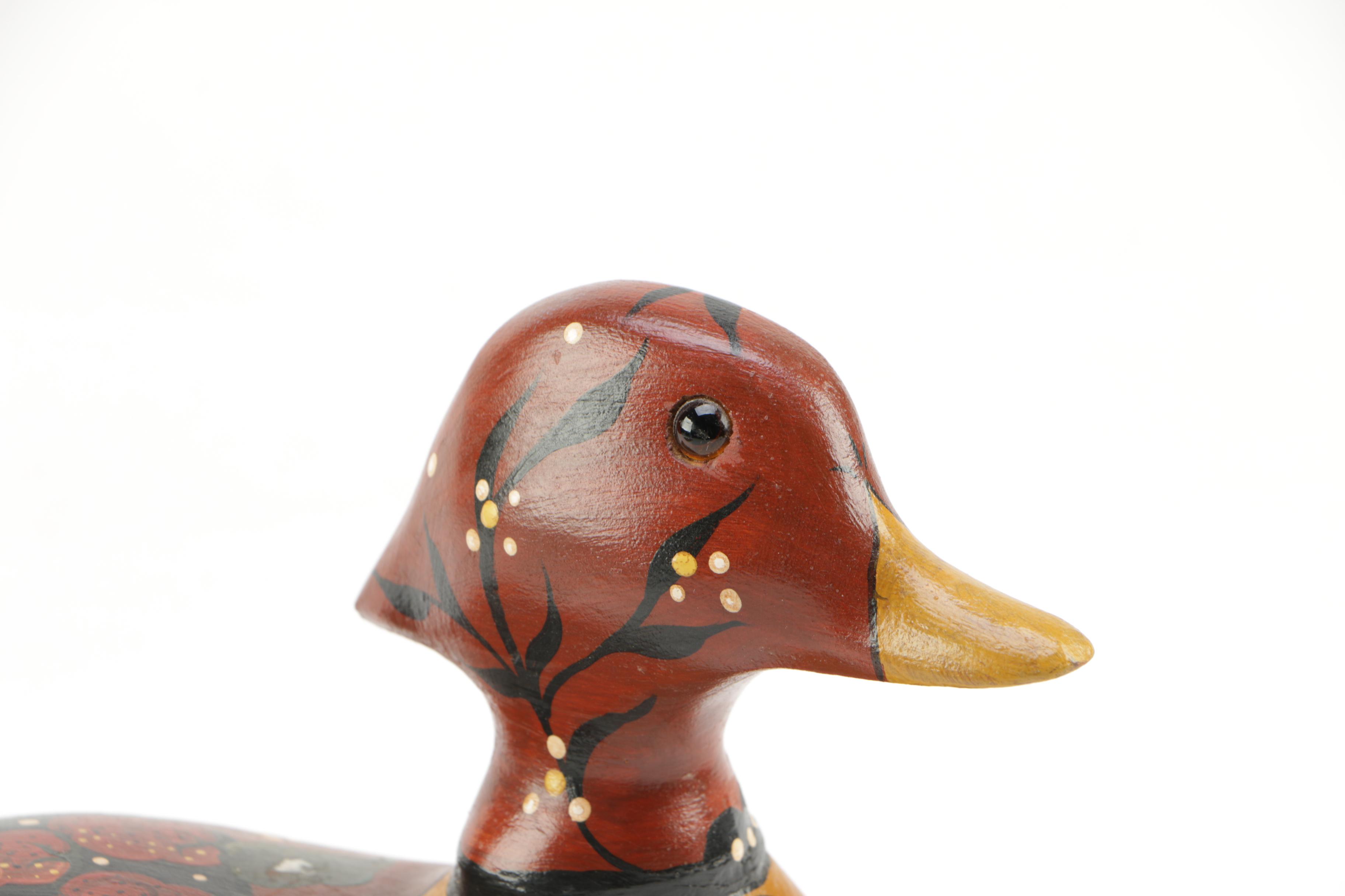 Folk Art Wooden Ducks and Bowl