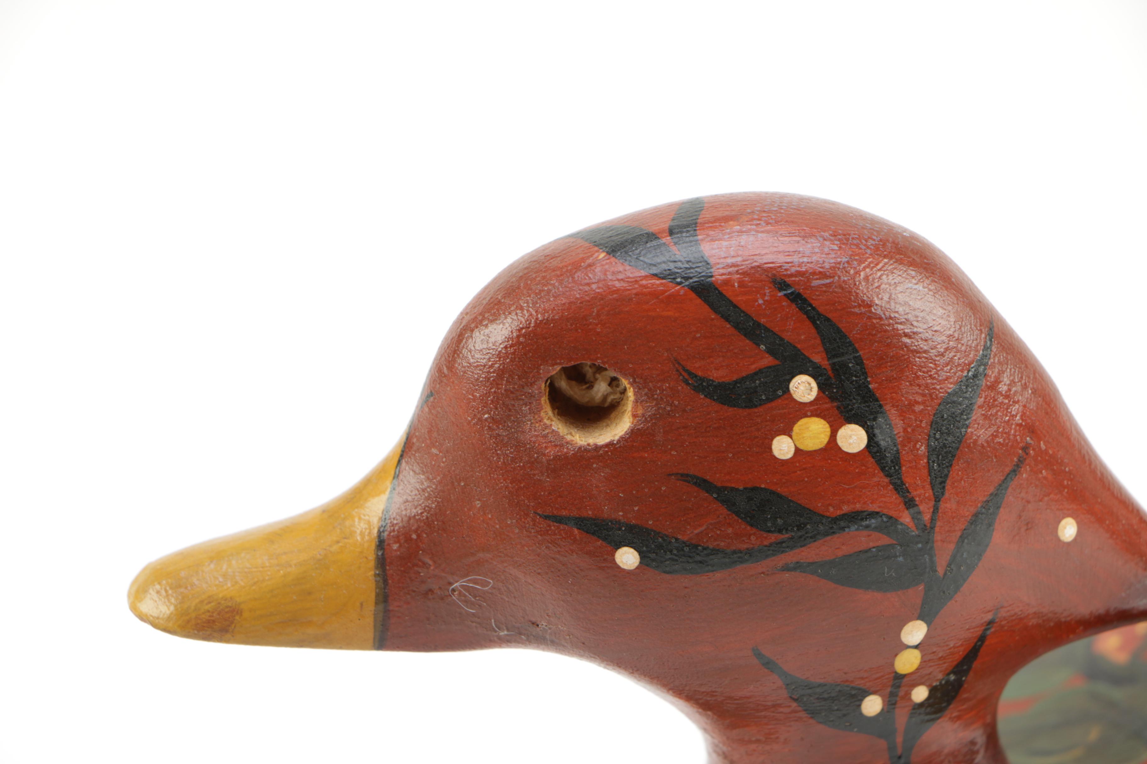 Folk Art Wooden Ducks and Bowl