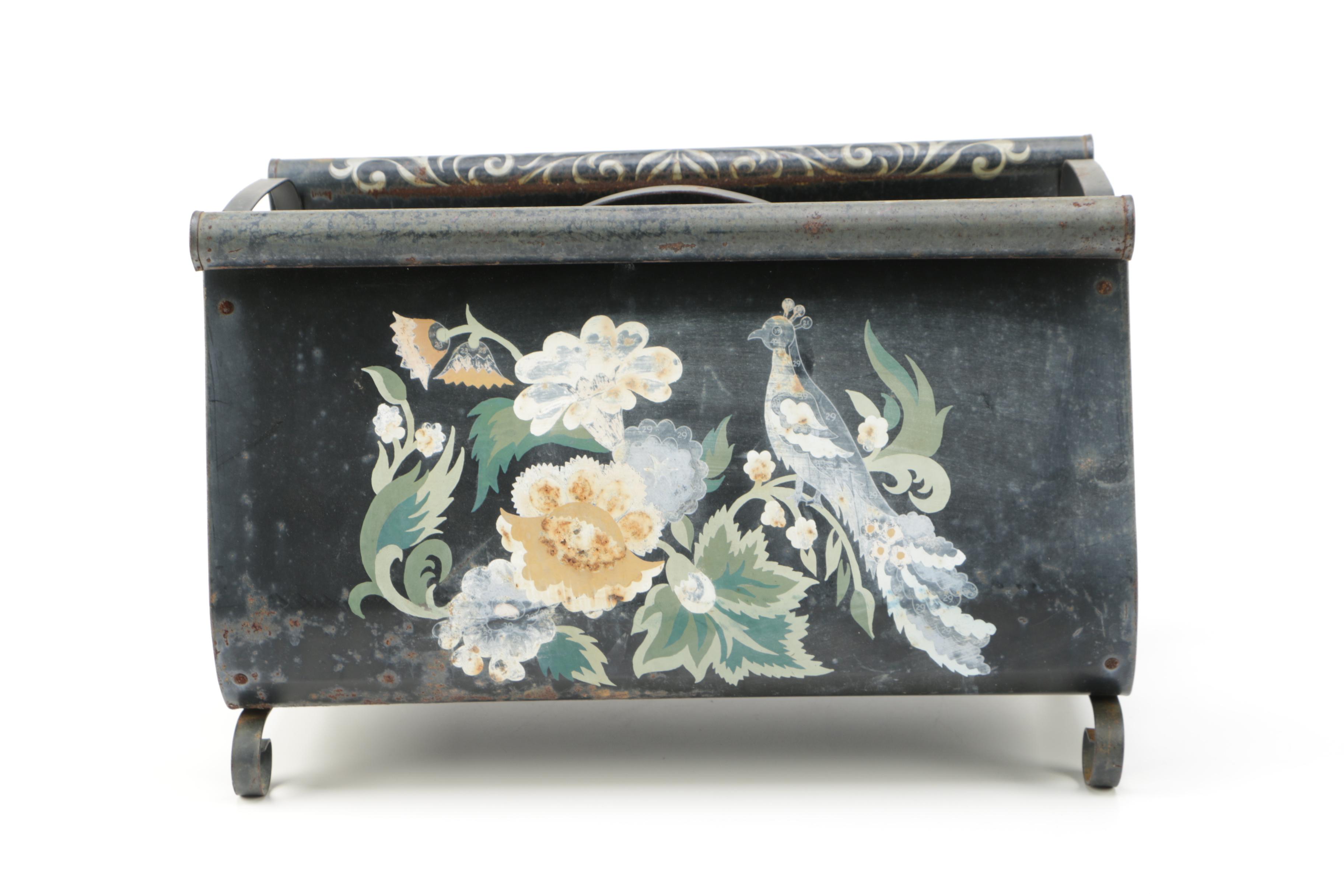 Vintage Black Toleware Magazine Racks