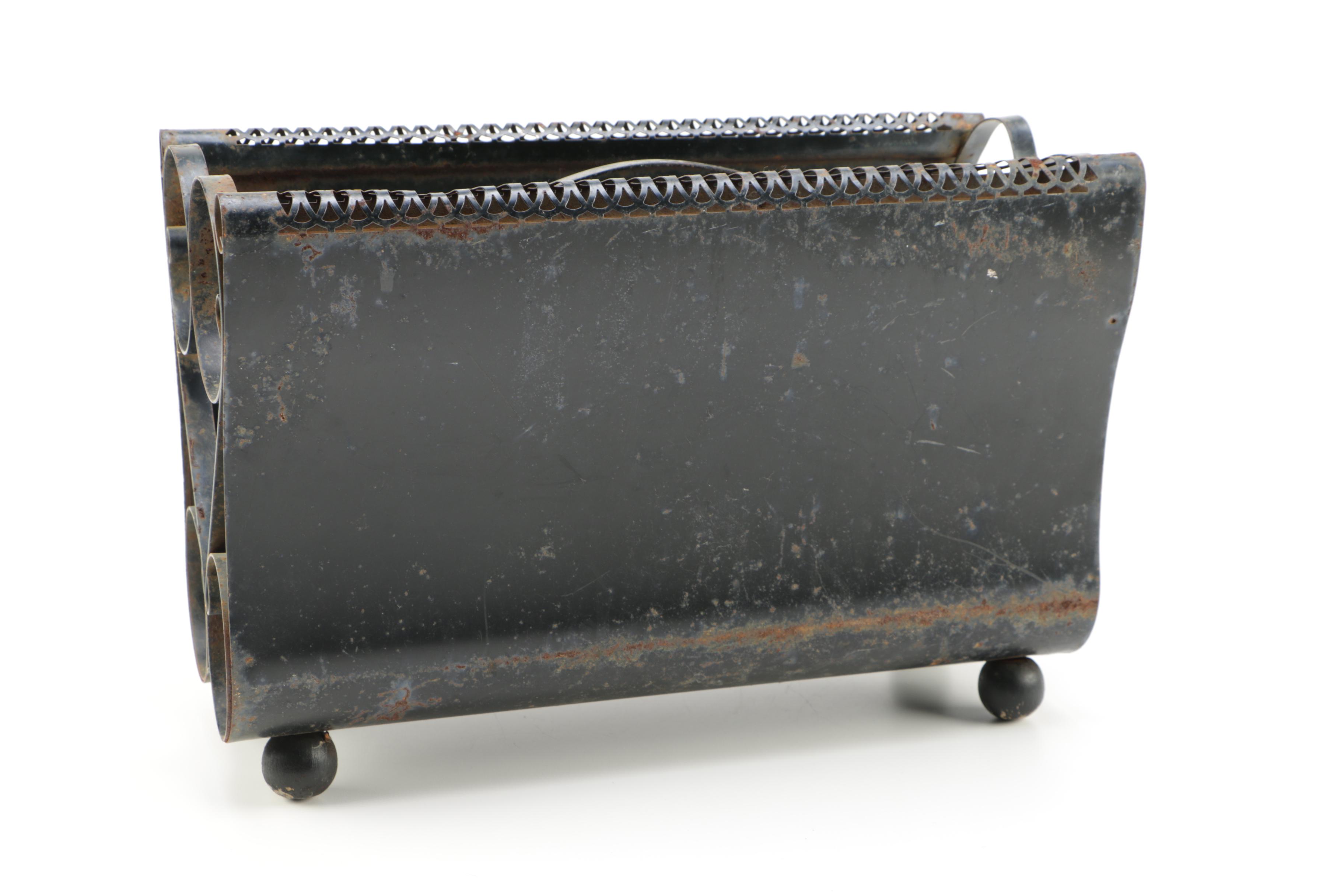 Vintage Black Toleware Magazine Racks