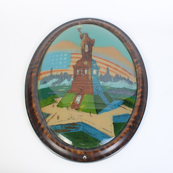 Reverse Painting on Convex Glass of the Statue of Liberty