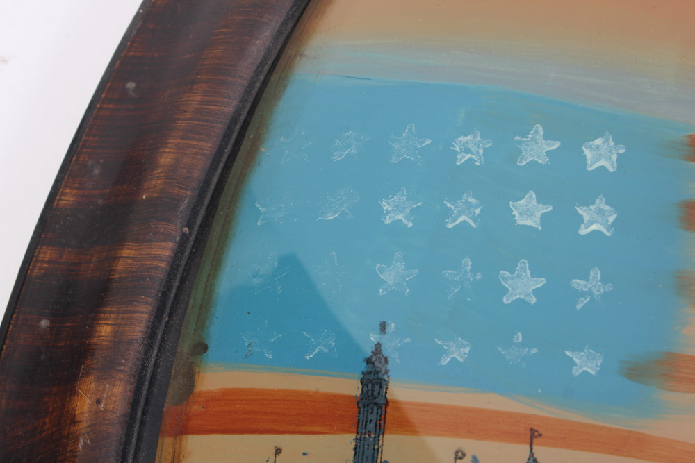 Reverse Painting on Convex Glass of the Statue of Liberty