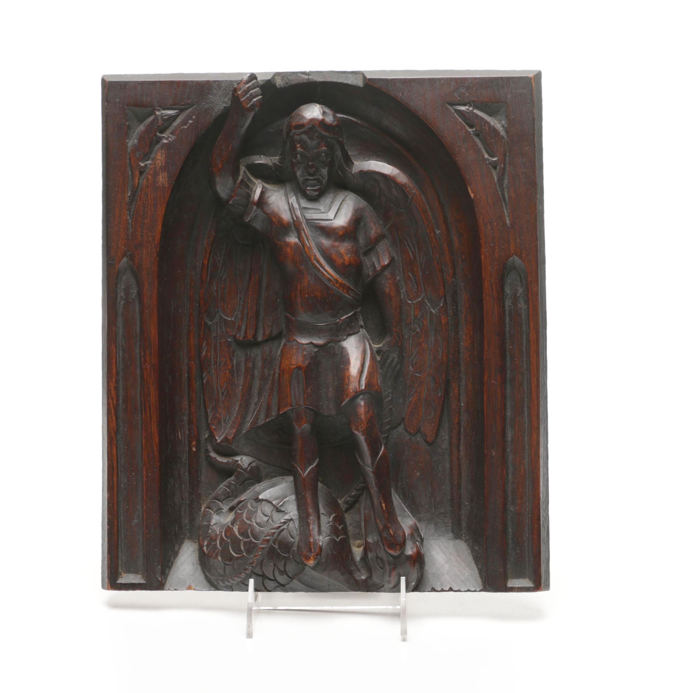 Decorative Wood Carving of Saint George