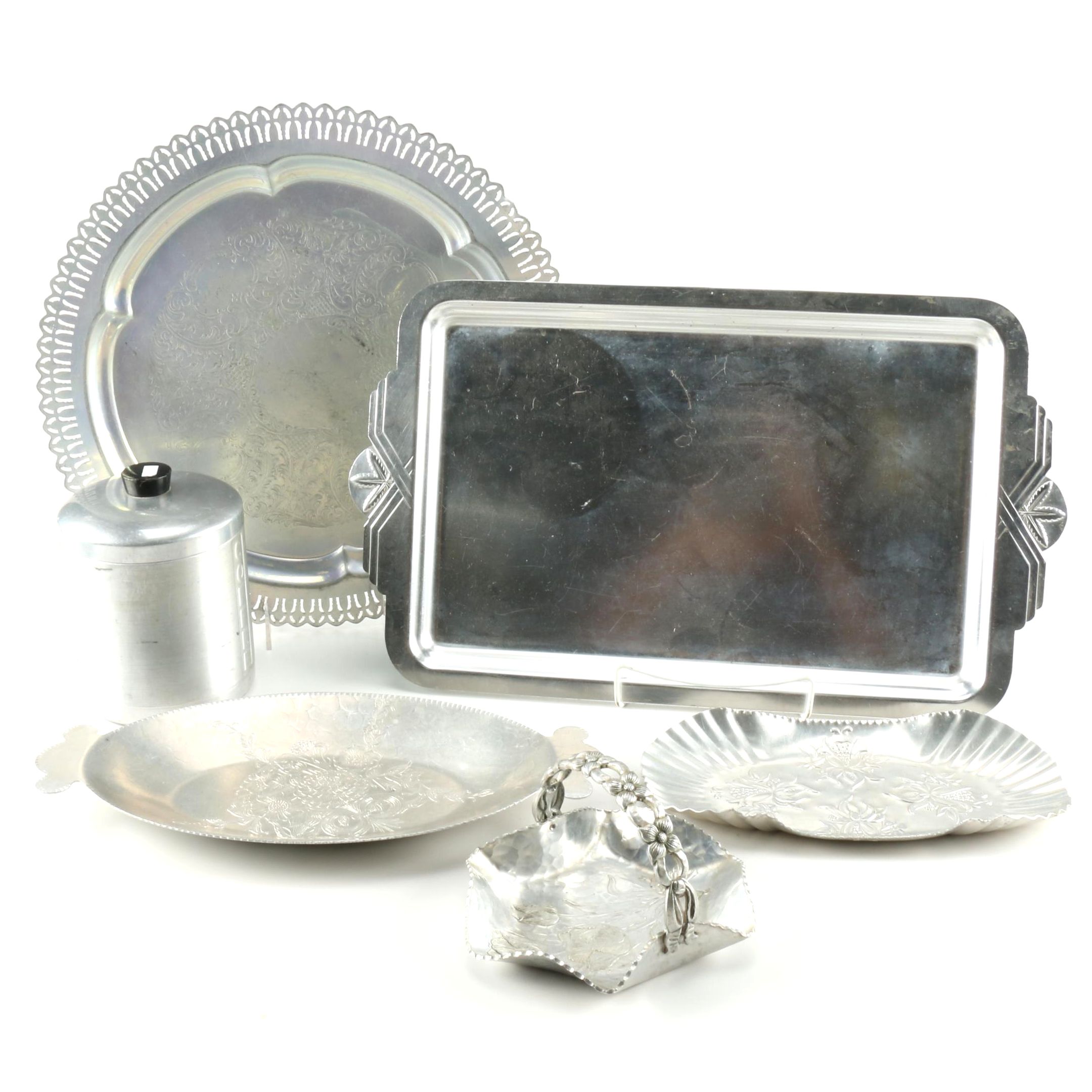 Assortment of SIlver Tone Servingware