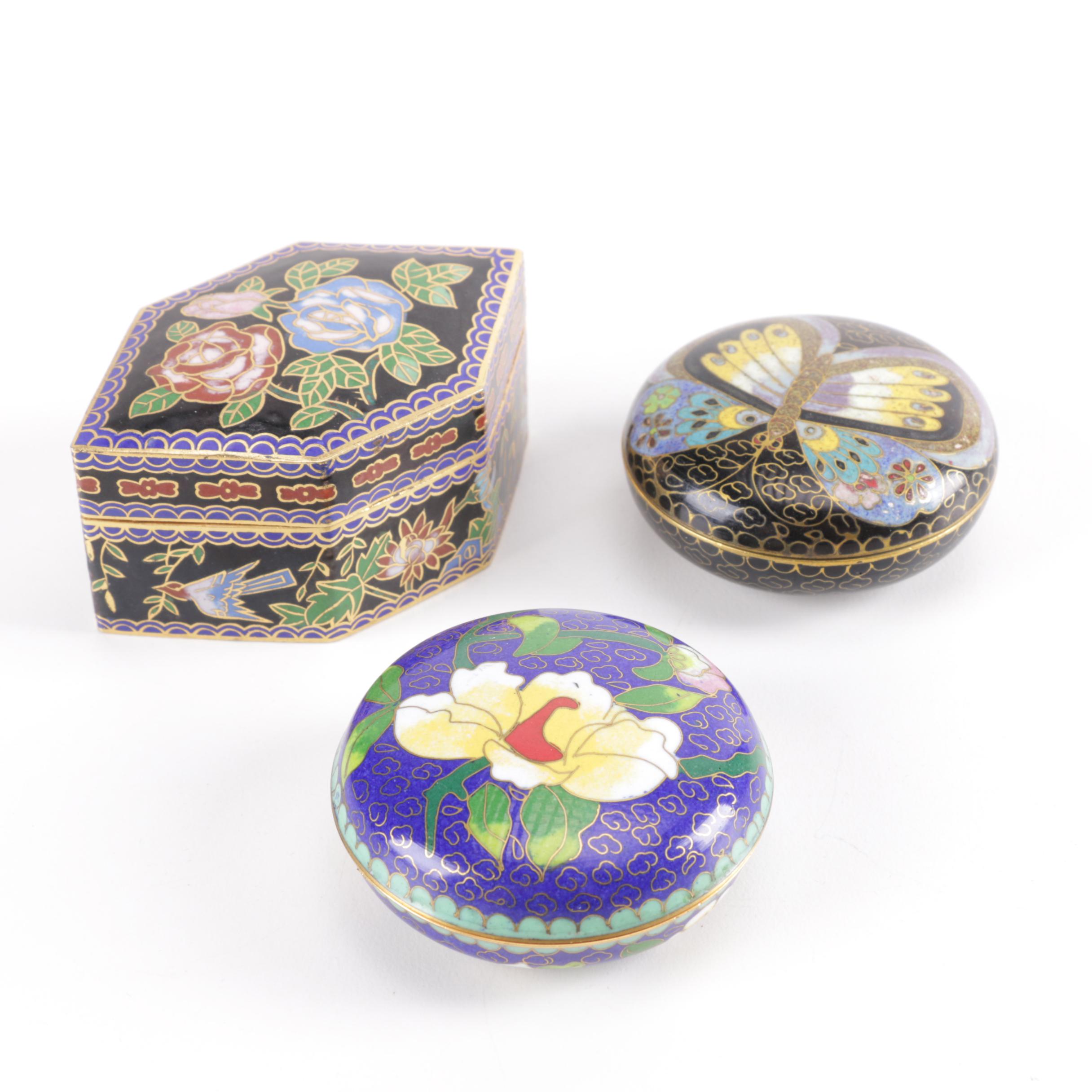 Brass Enameled Pill Boxes